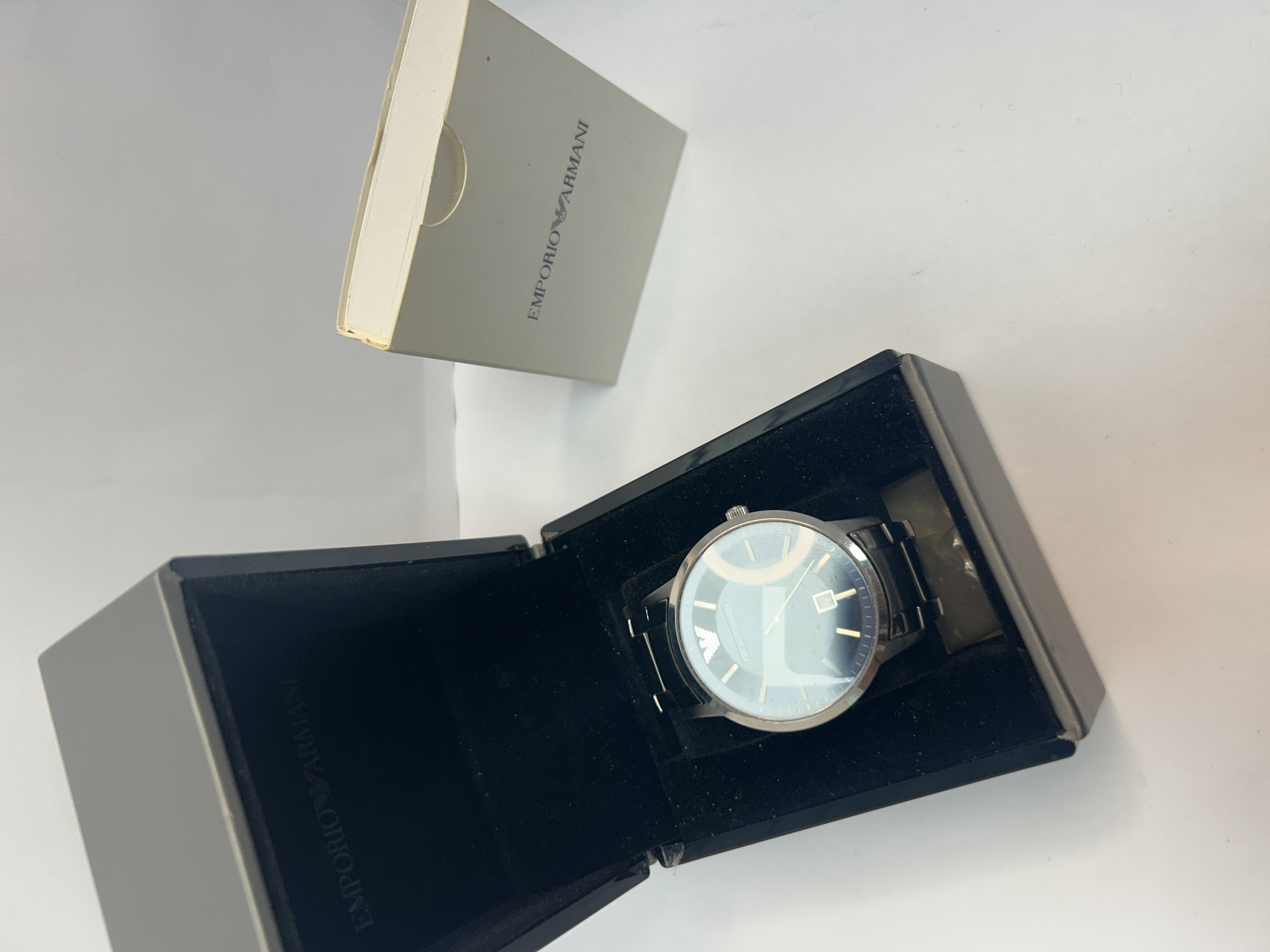 Product photo for armani Emporio Armani ar1118011901 silver /blue watch Boxed