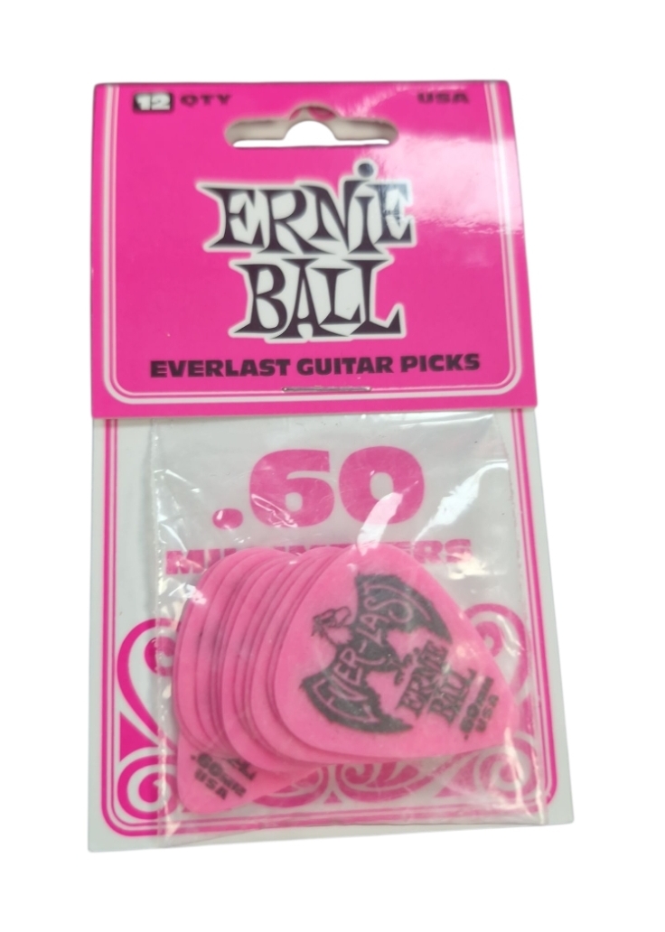 Product photo for EB EVERLAST PICKS 12-PACK PINK .60MM