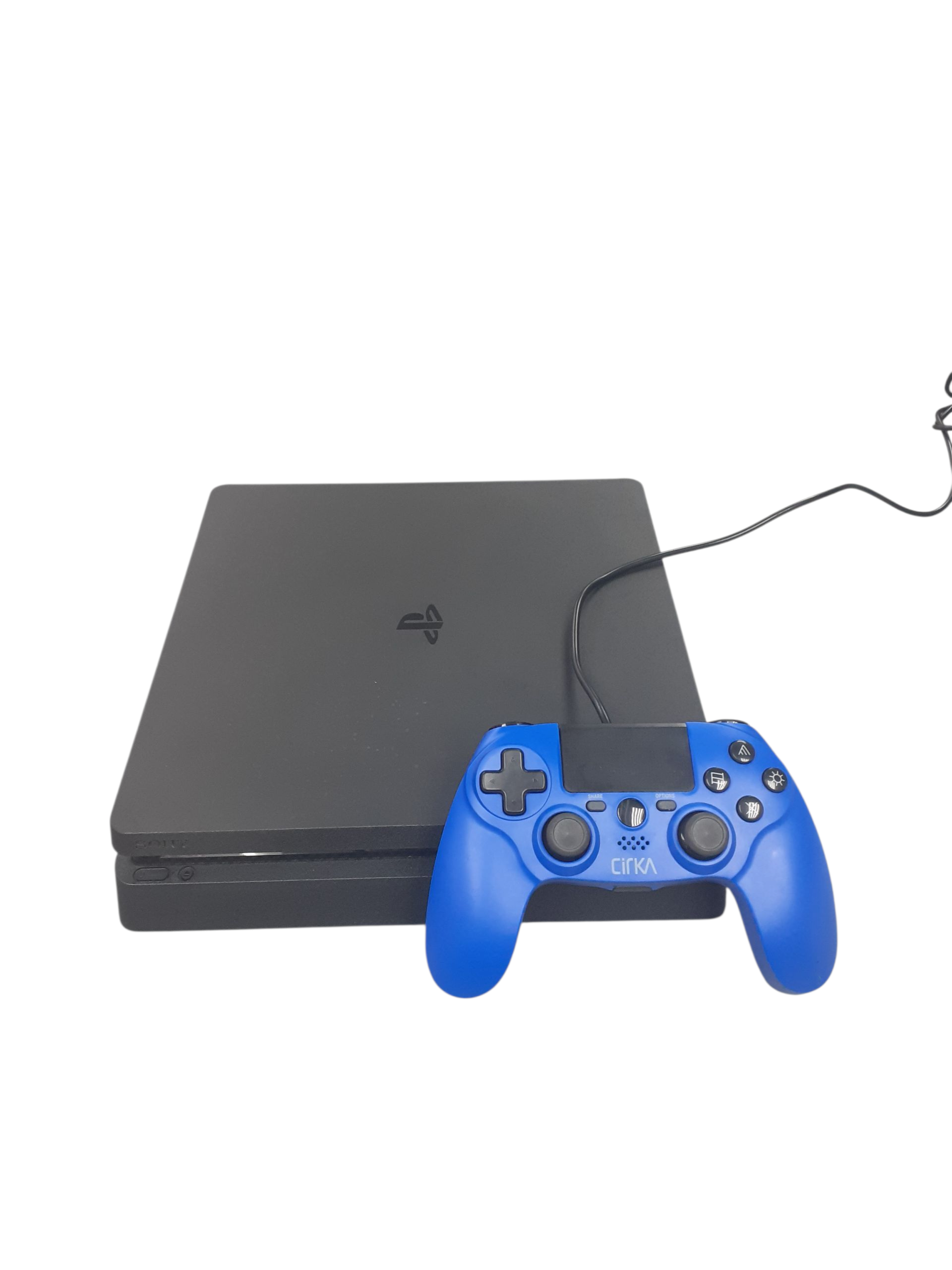 Product photo for Playstation 4 Slim Console, 500GB Black, With Wired Controller