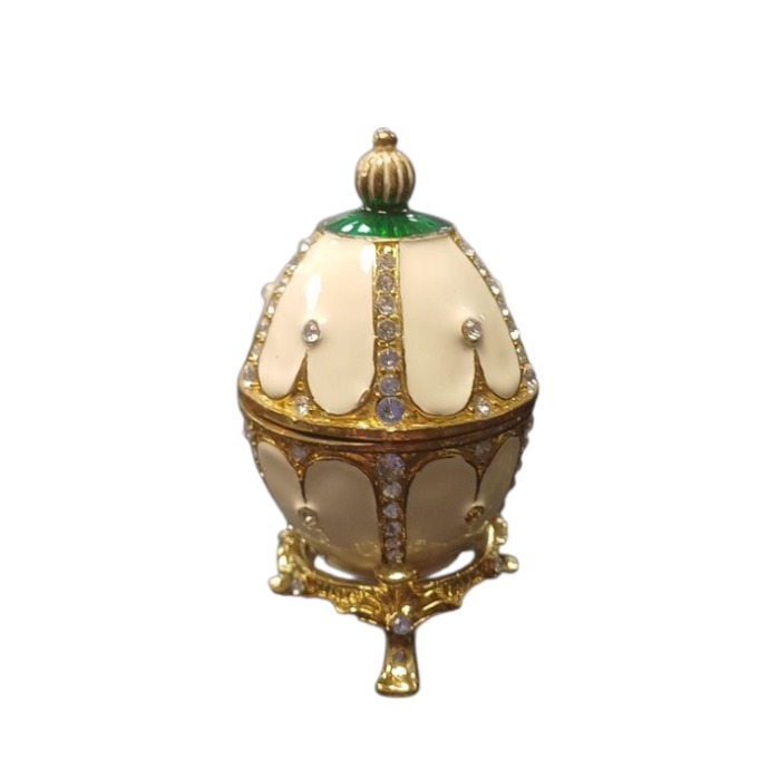 Product photo for Ceramic faberge egg style trinket box Green