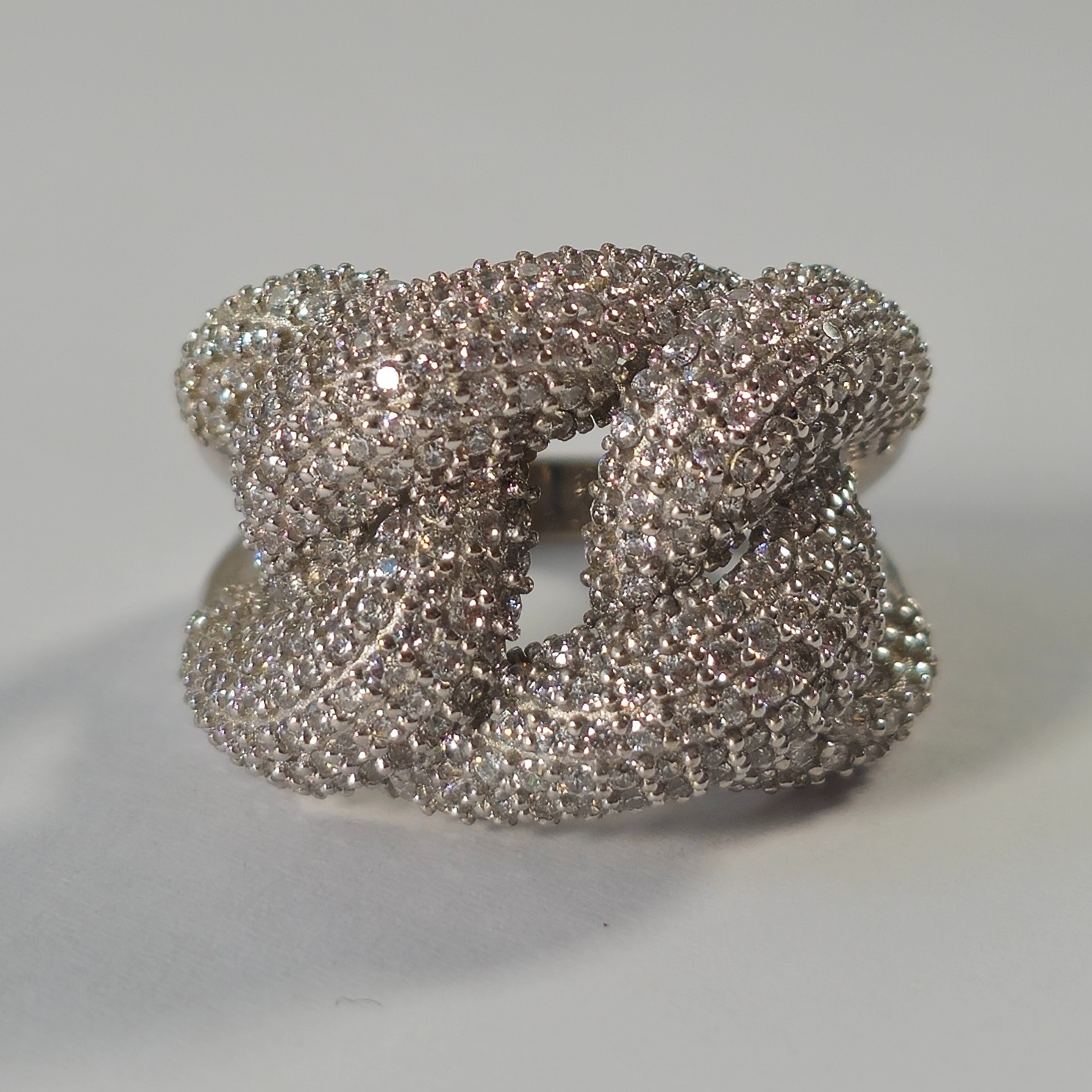 Product photo for 14ct White Gold *CZ* Knot Ring Size R