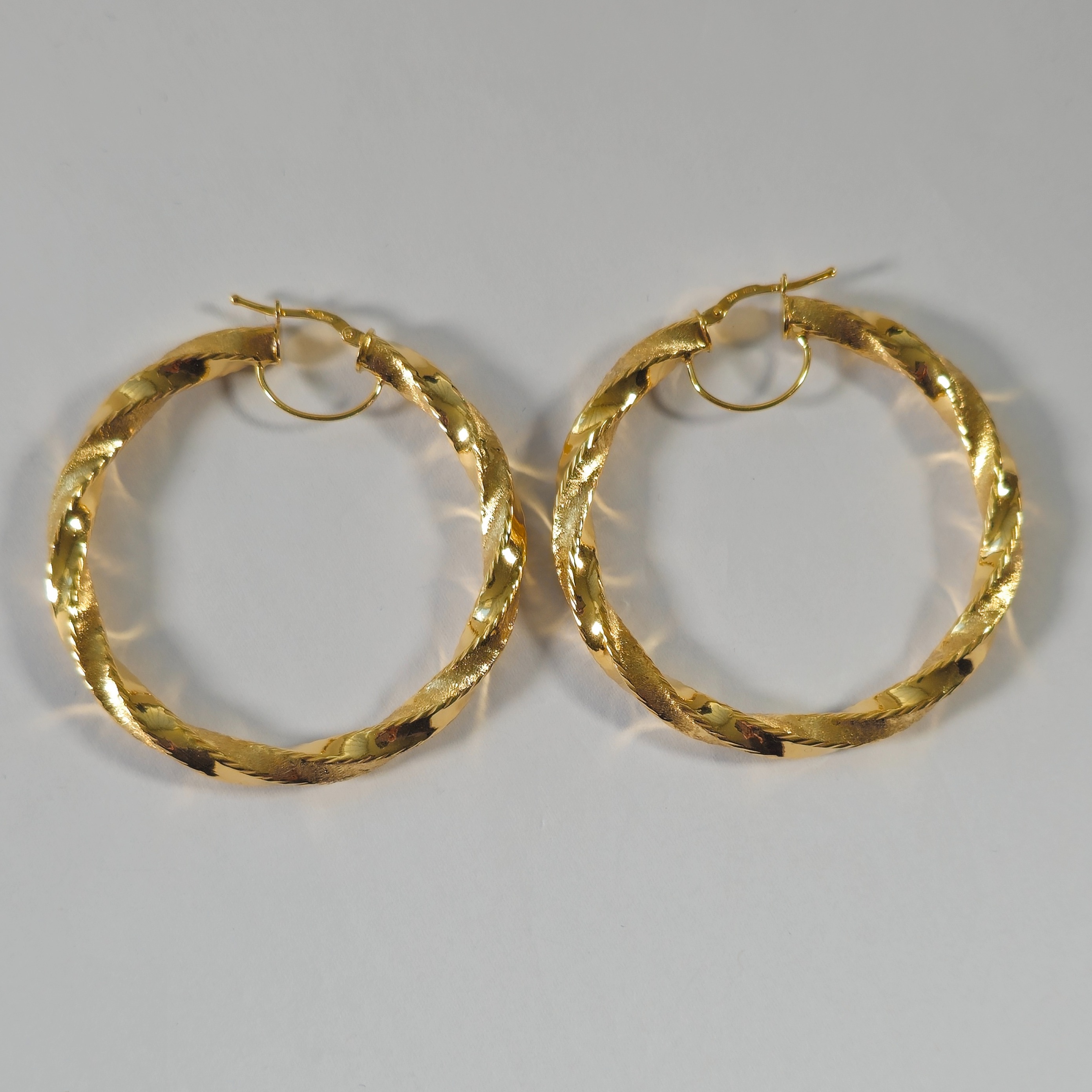 Product photo for 9ct Gold Big Twisted Round Hoop Earrings