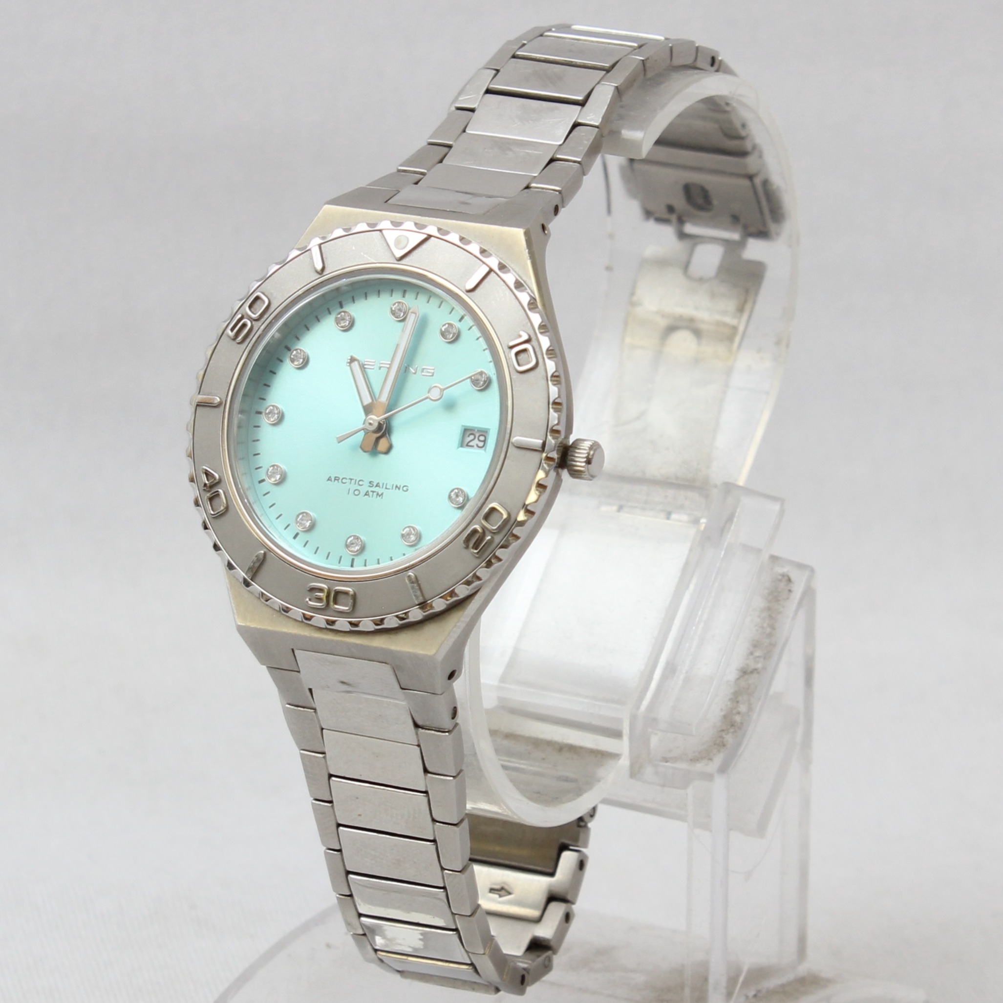 Product photo for Bering Classic 36mm Turquoise Dial Ladies Bracelet Watch - 18936-707