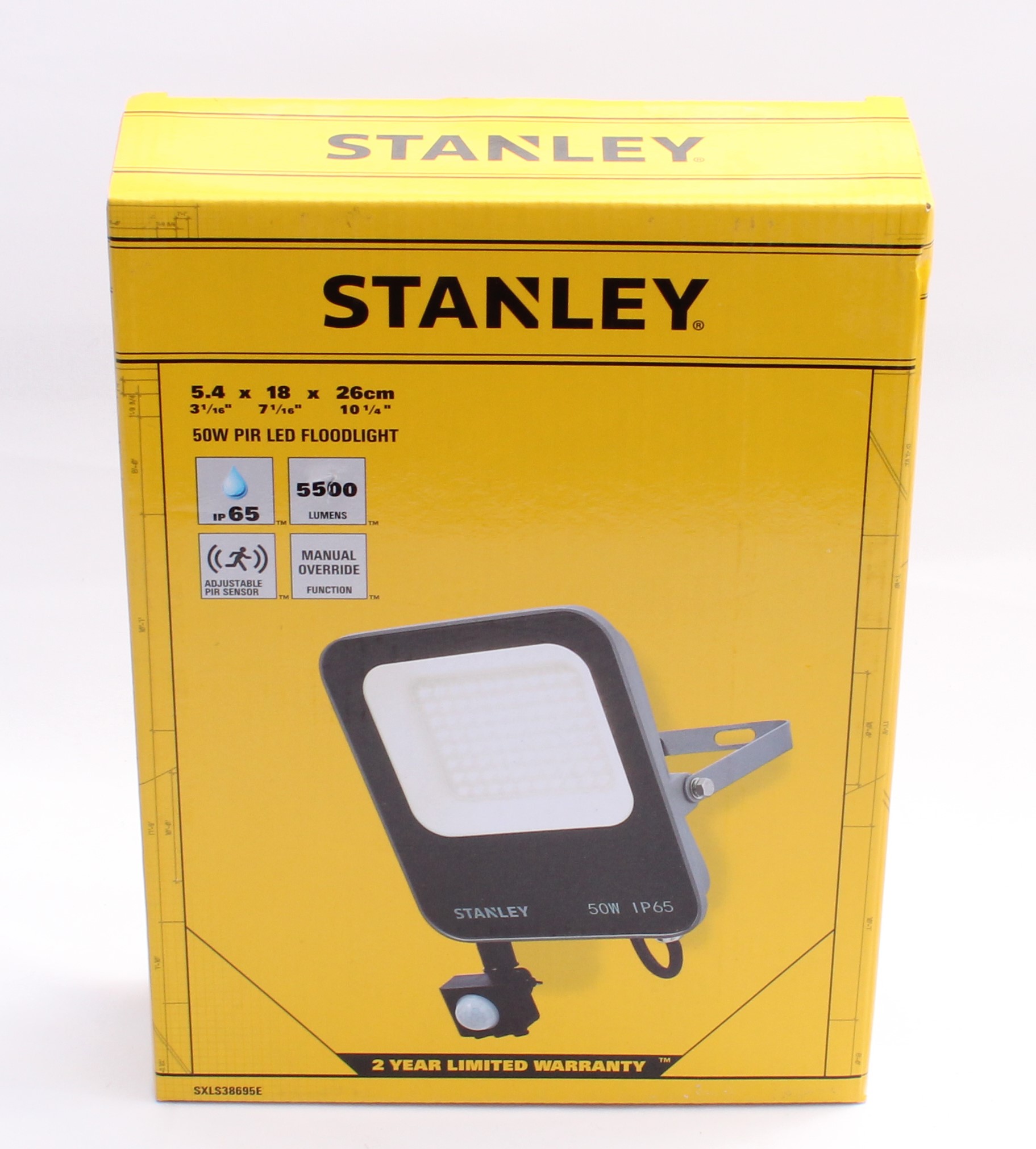 Product photo for Stanley 50W PIR LED Outdoor Floodlight IP65 - SXLS38695E NEW