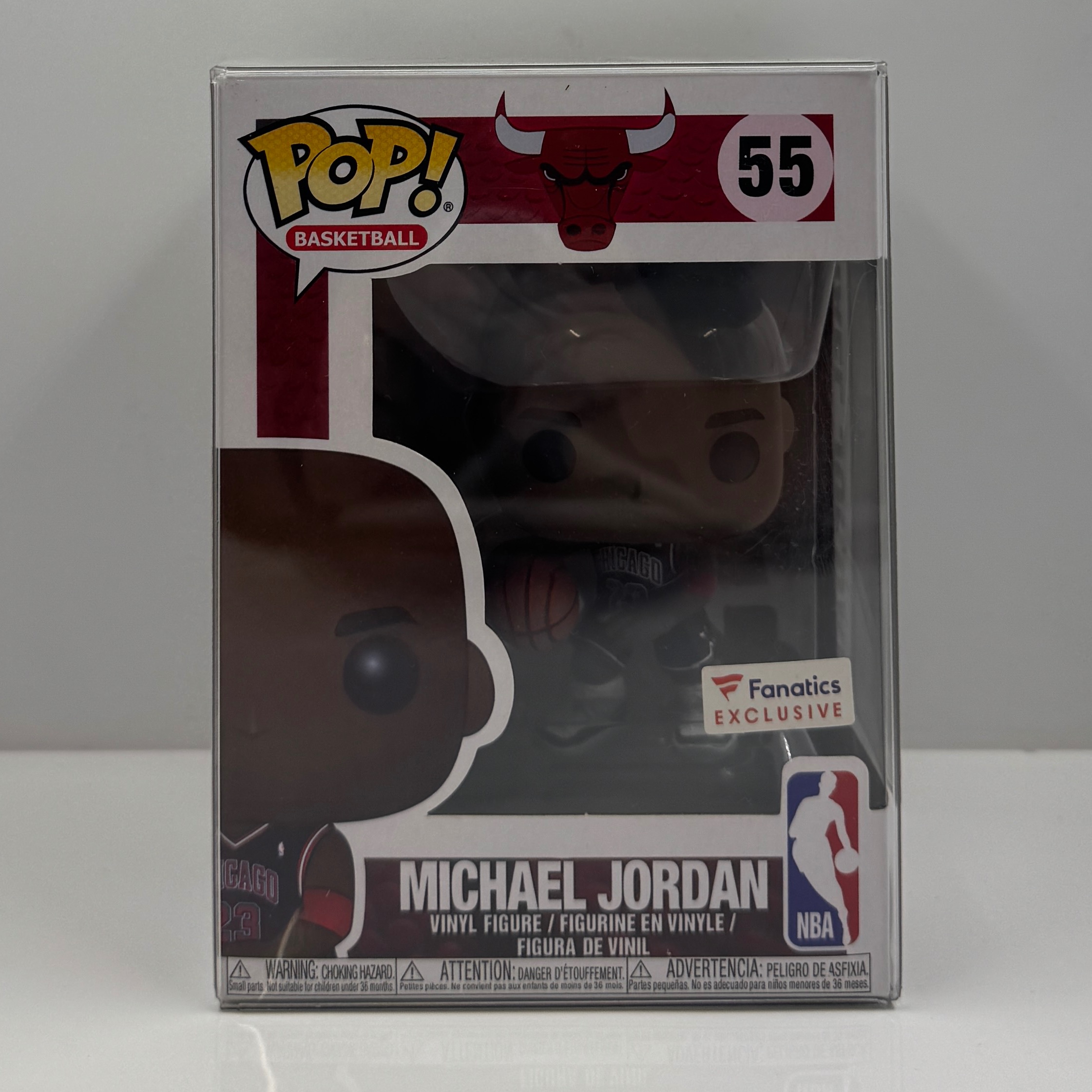 Product photo for FUNKO POP! VINYL: MICHAEL JORDAN (BLACK ALTERNATE JERSEY)-55 FANATICS