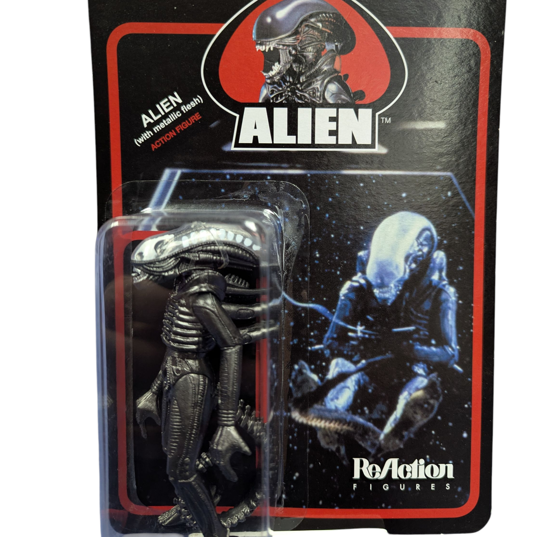 Product photo for Super7 ReAction Figure  Alien With Metallic Flesh Action Figure