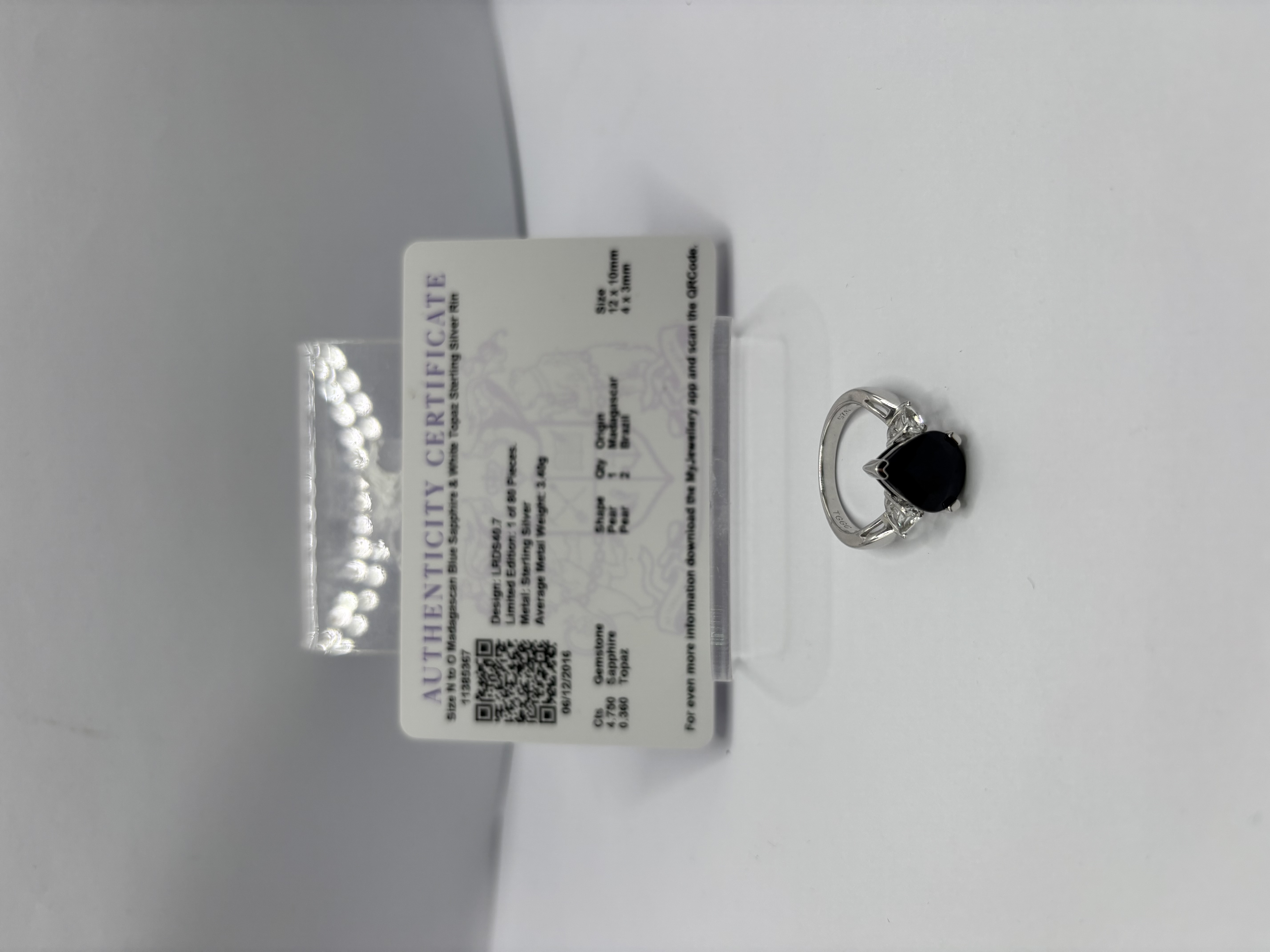 Product photo for Blue Sapphire & White Topaz Silver RIng