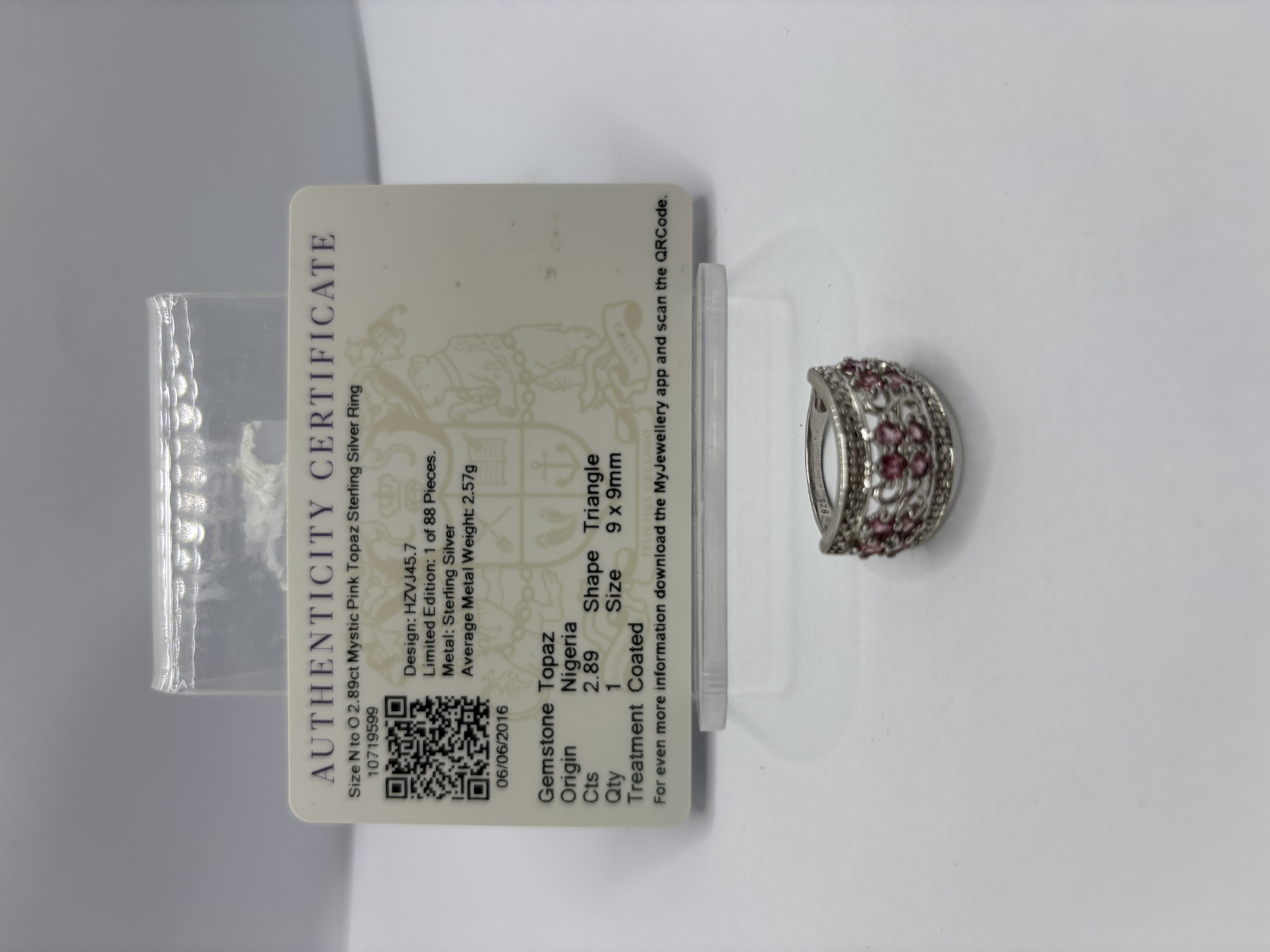 Product photo for 2.89ct Mystic Pink Topaz Silver Ring