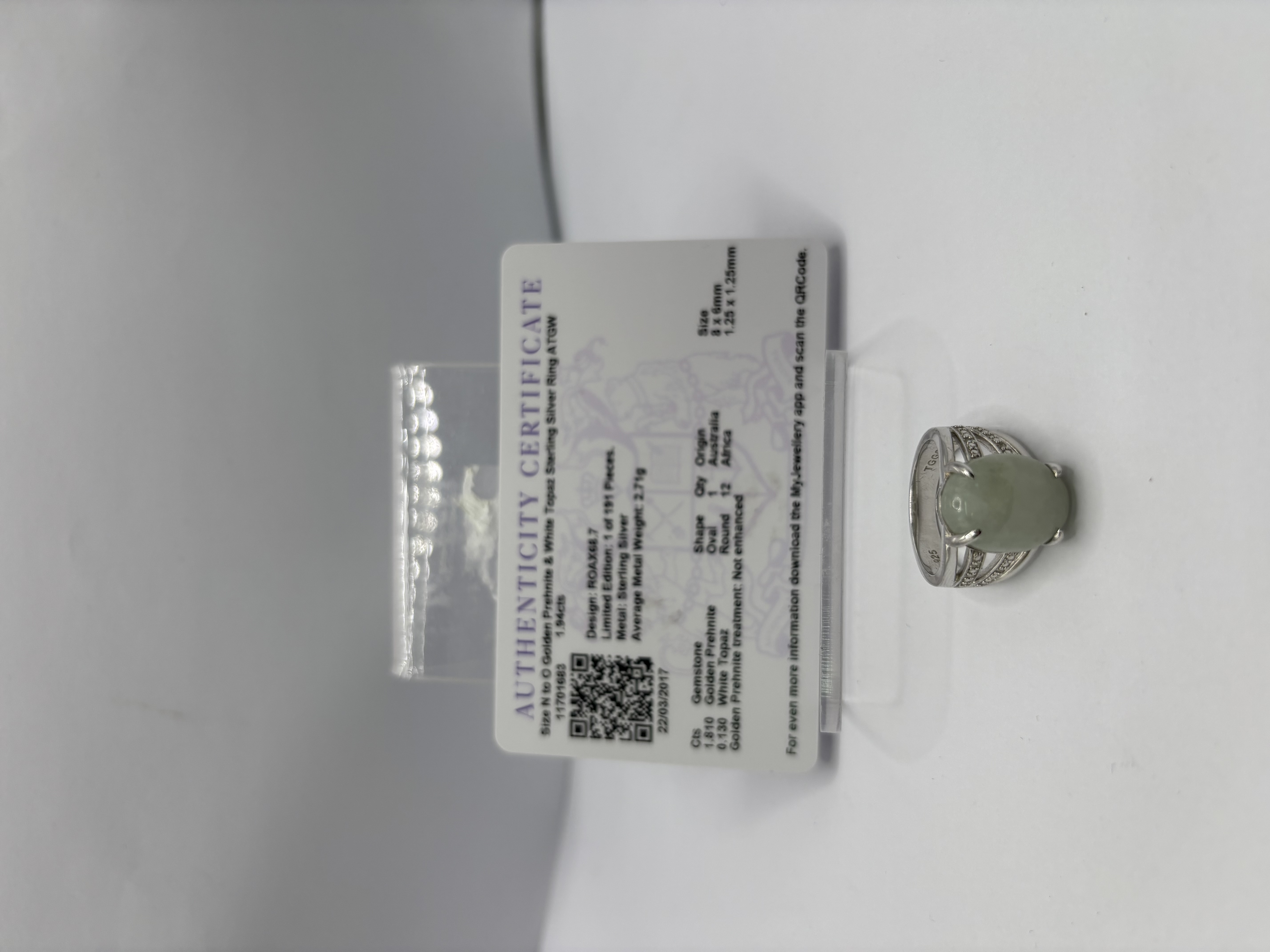 Product photo for Golden Prehnite Silver Ring