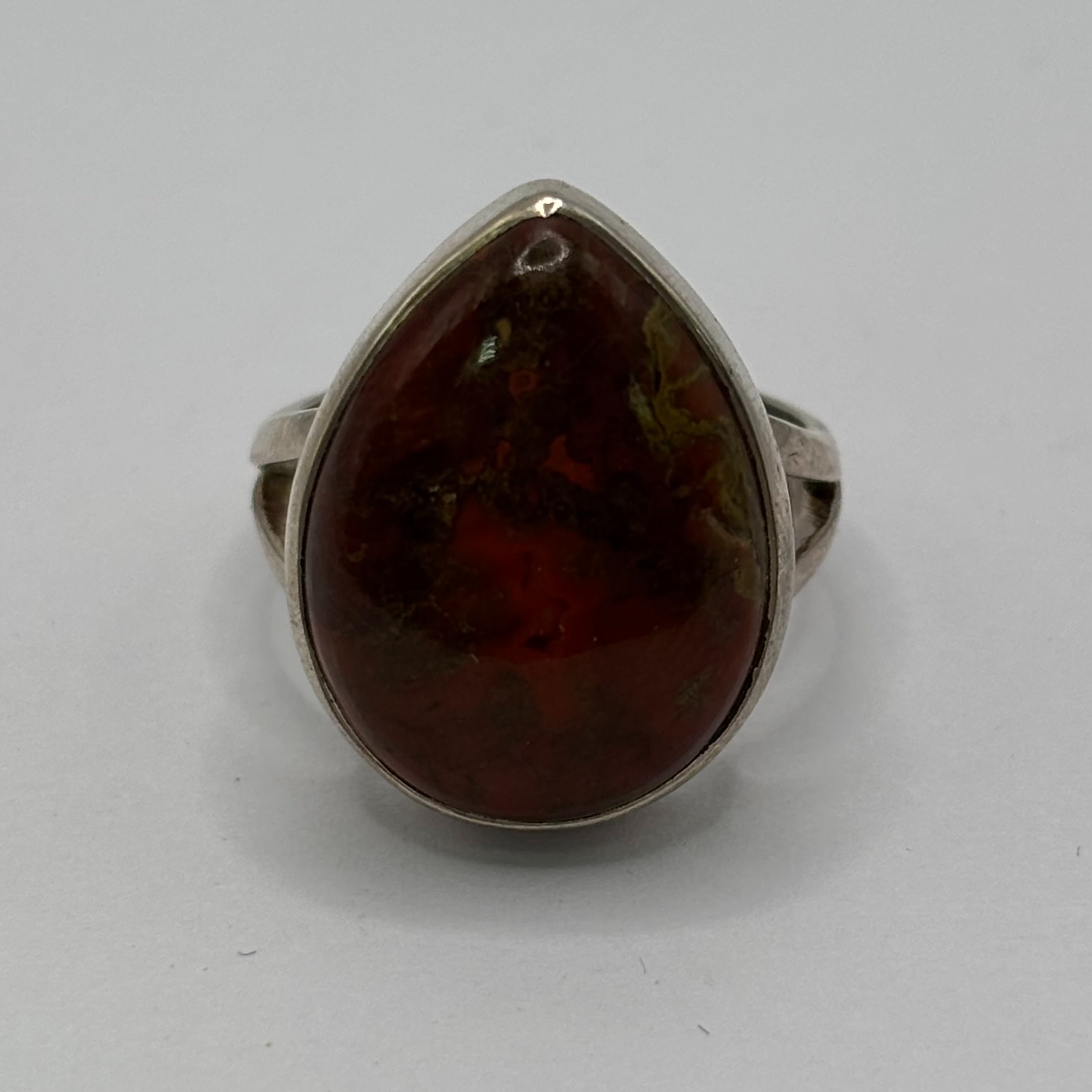 Product photo for Red Coral Silver Ring, 6.93g 925 G