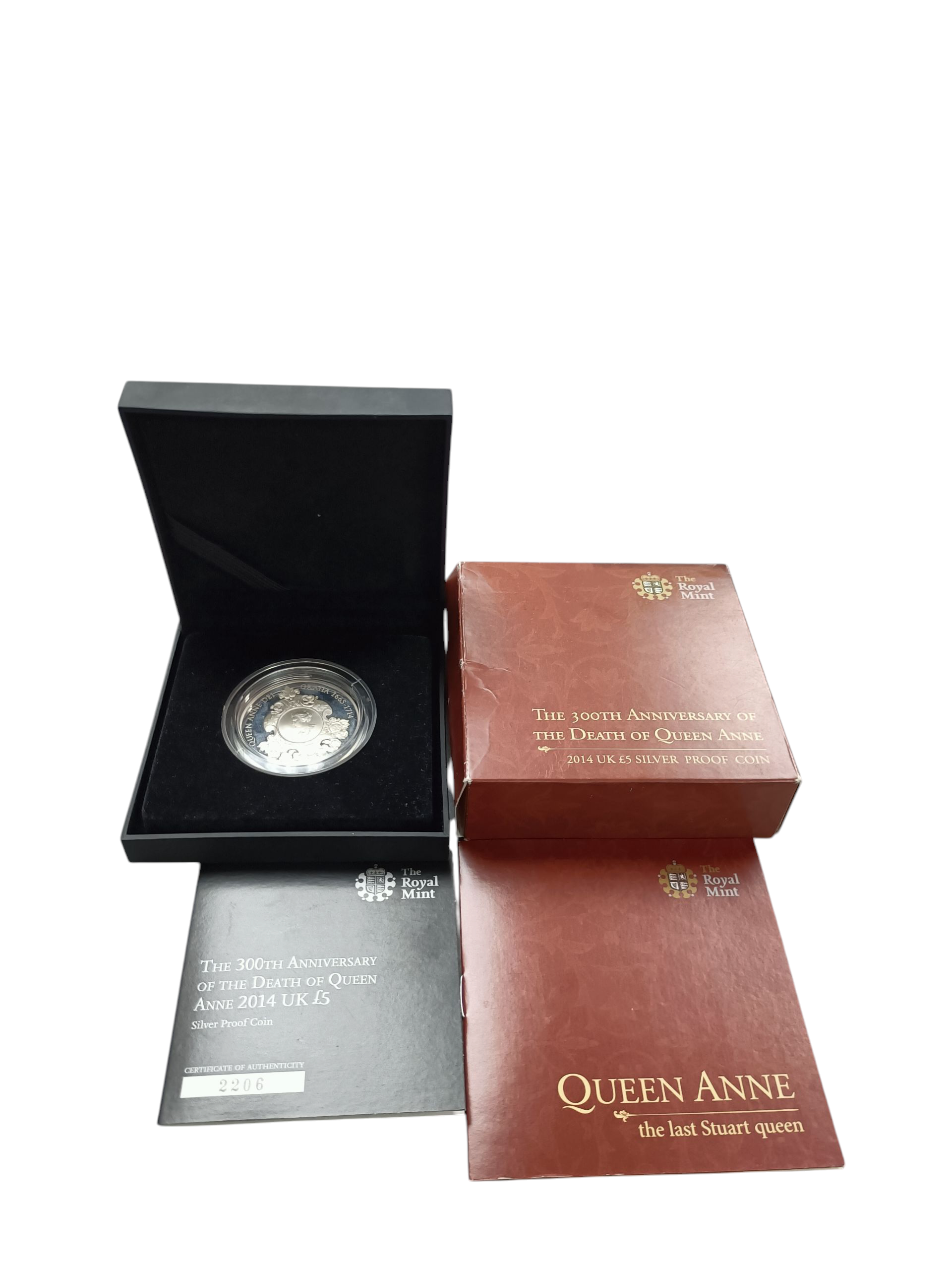Product photo for the royal mint 300th anniversary of death queen anne 2014 uk £5 silver proof coin