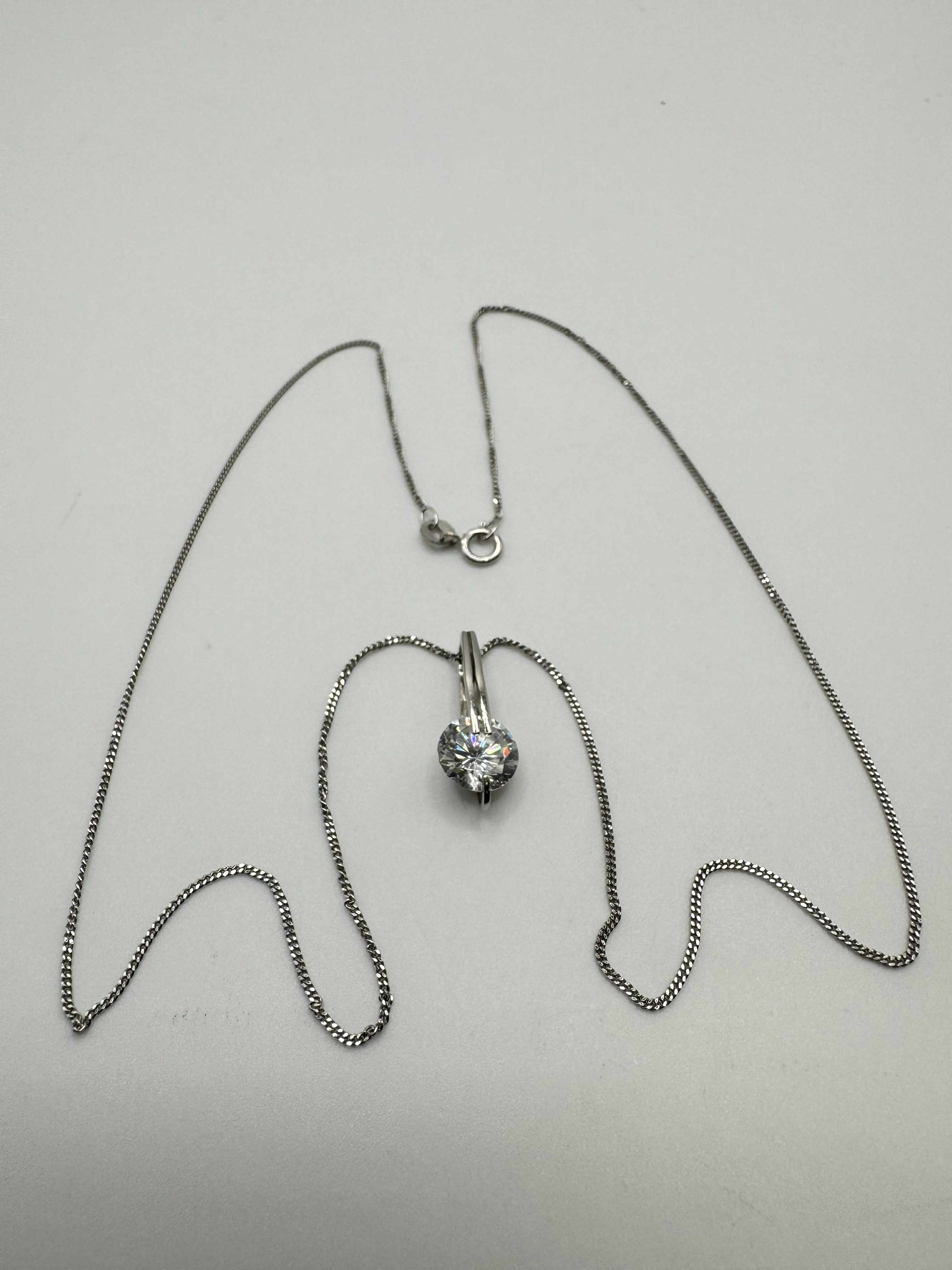 Product photo for 9ct White Gold Chain & CZ Pendant
