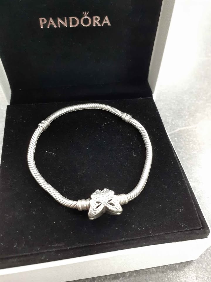 Product photo for PANDORA Pandora Butterfly Clasp Snake Chain Bracelet