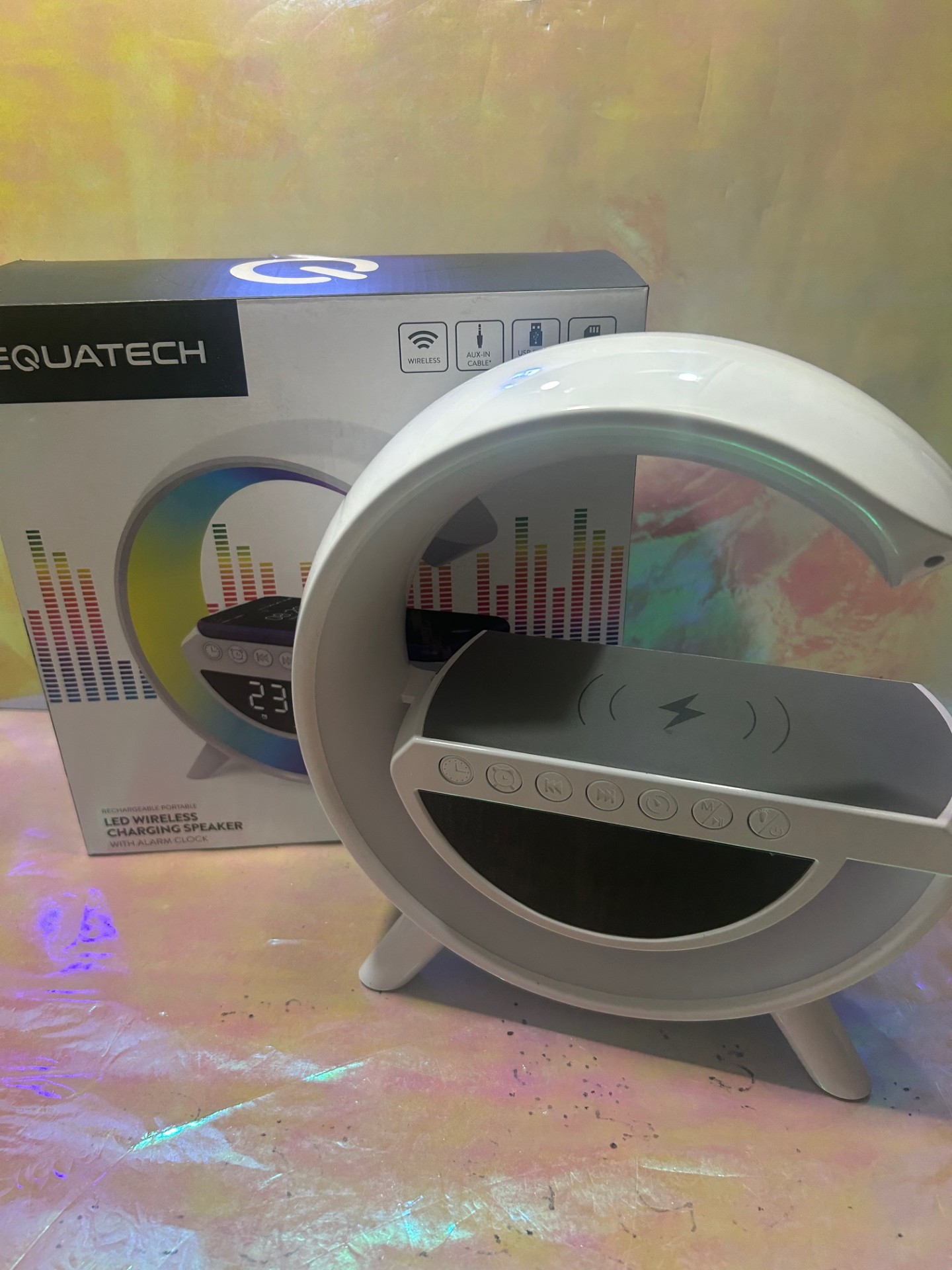 Product photo for Equatech LED Wireless Charging Speaker