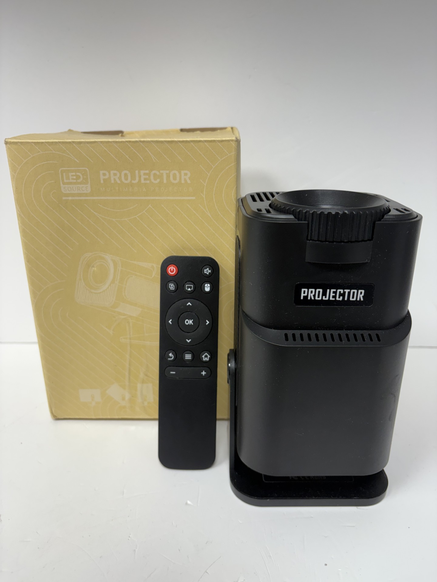 Product photo for ultra hd high dynamic range projector with remote black boxed