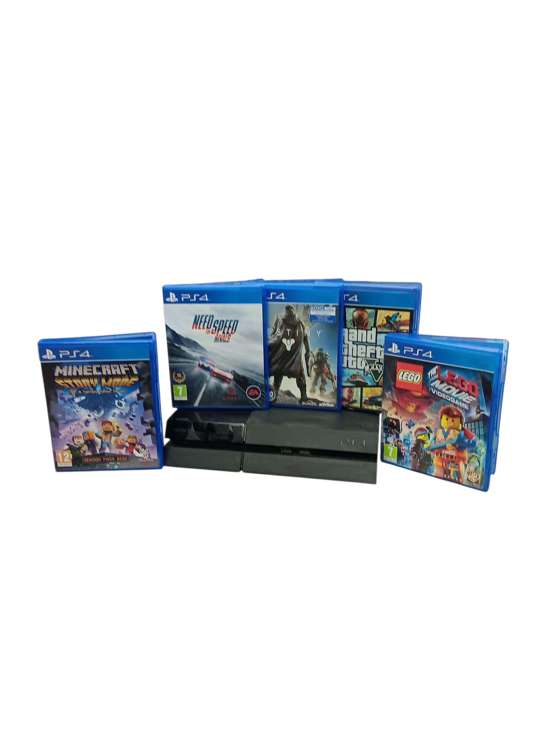 Product photo for Playstation 4 Console, 500GB Black, No Controller +5 games