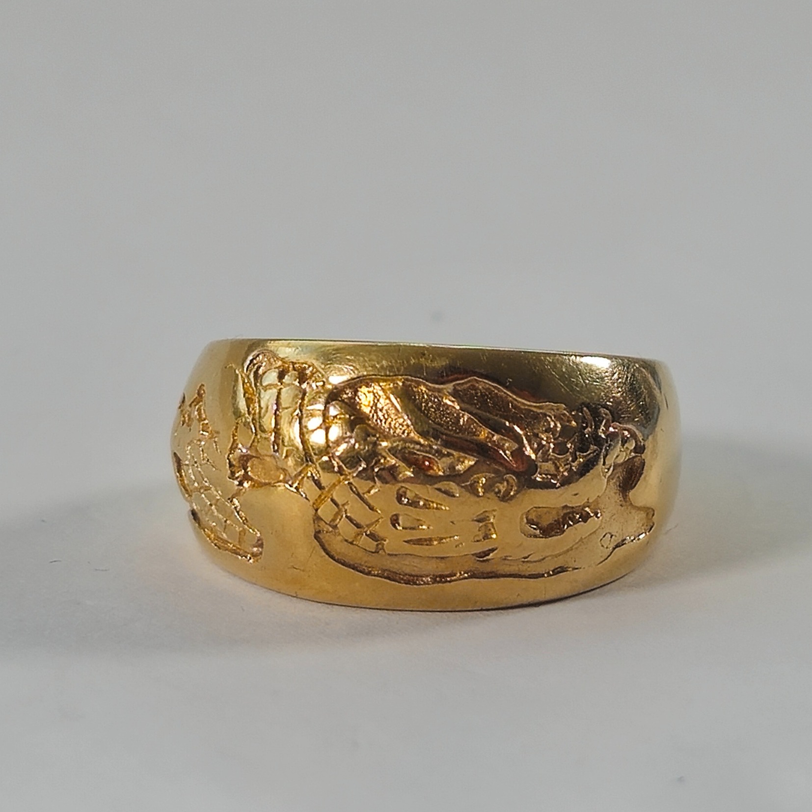 Product photo for 9ct Gold Dragon Half Band Ring Size P