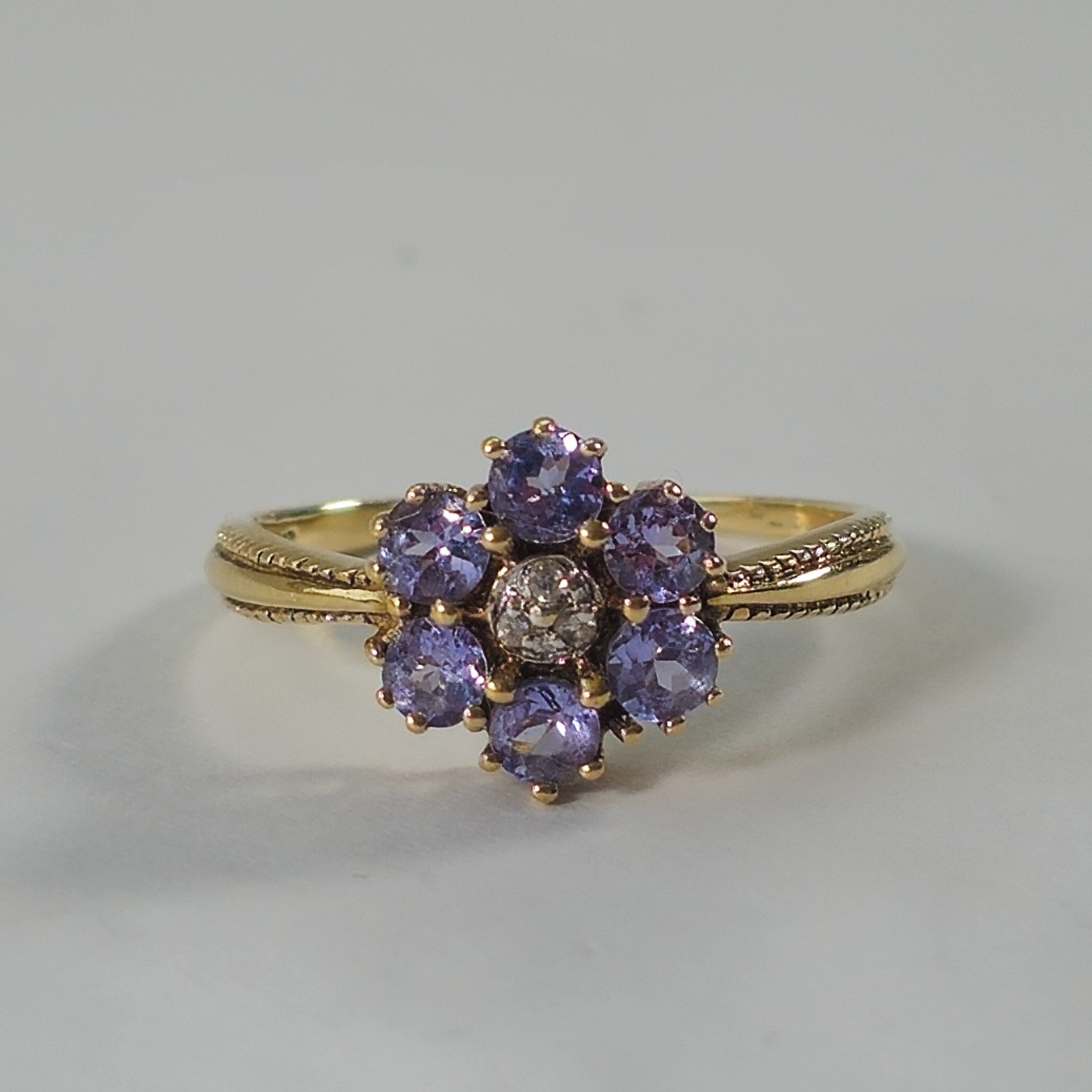 Product photo for 9ct Gold Corn Blue Flower Ring Size L
