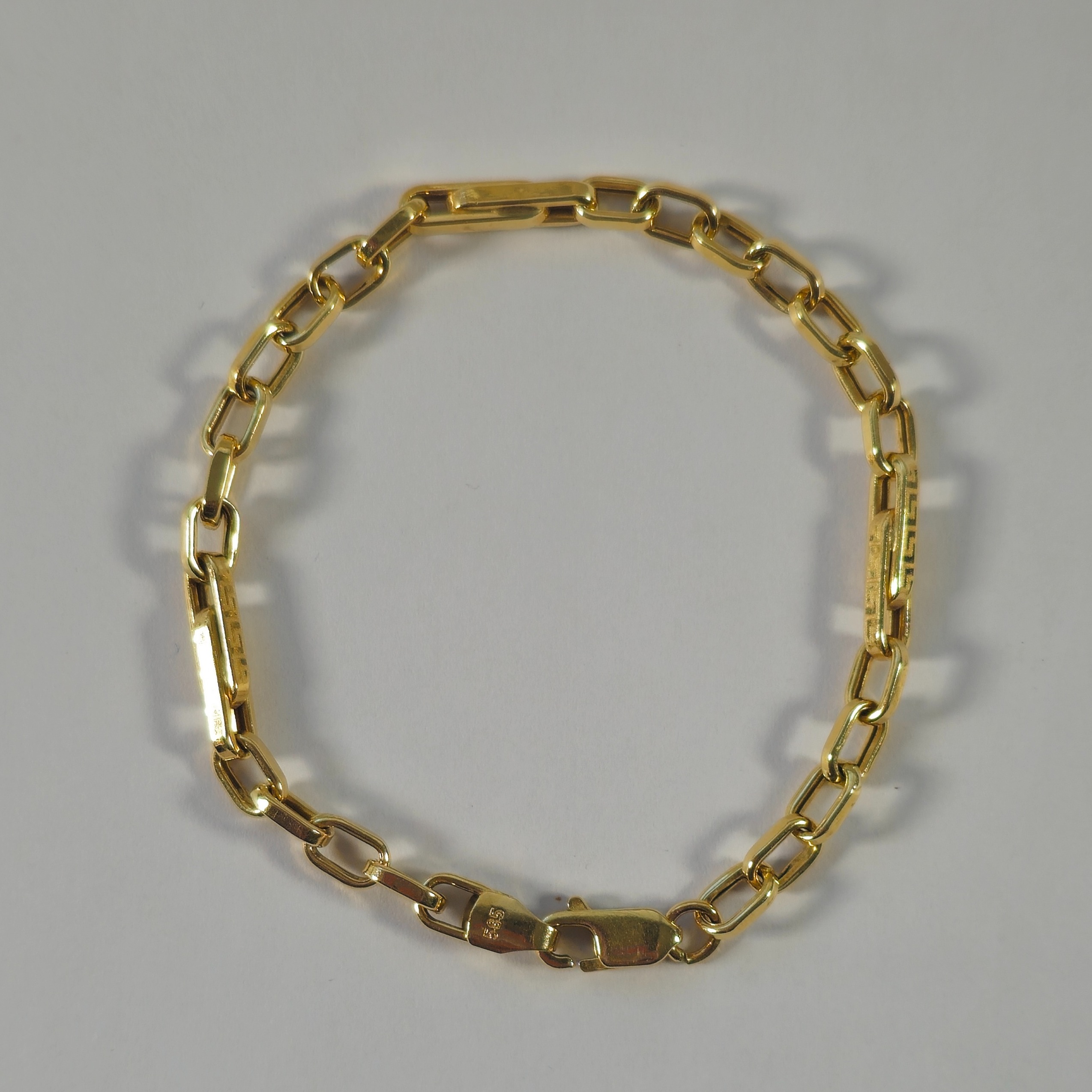 Product photo for 14ct Gold Fancy Link Diamond & Paper Clip with key Pattern Bracelet 6.6