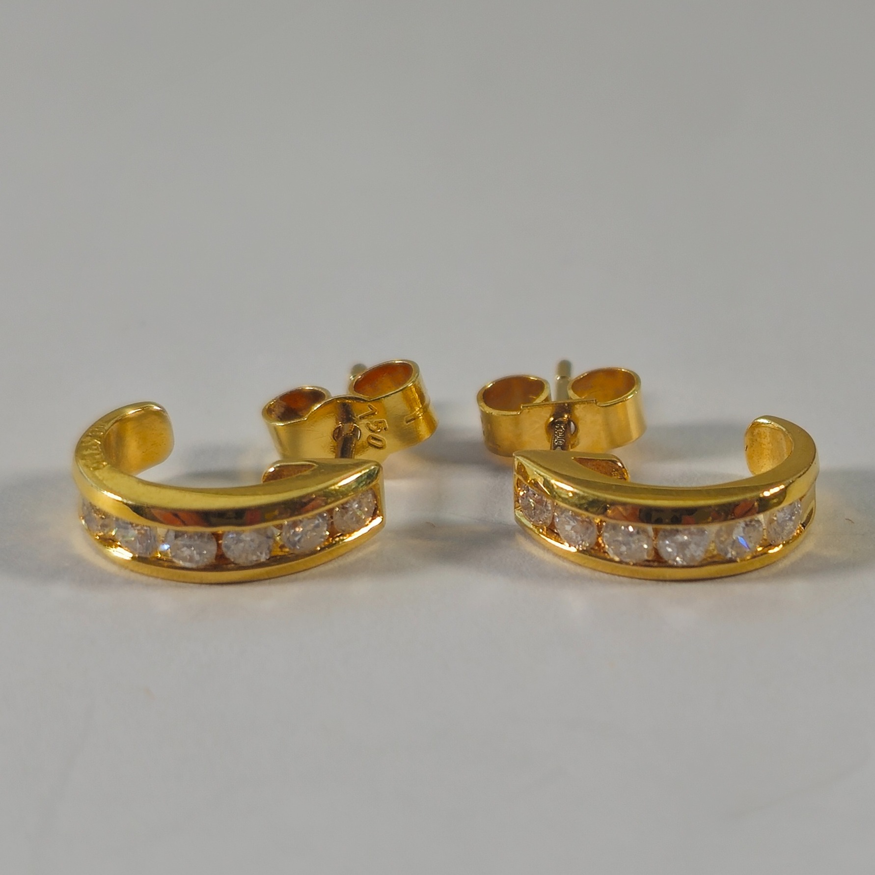 Product photo for 18ct Gold C Shaped Round Diamond Earrings