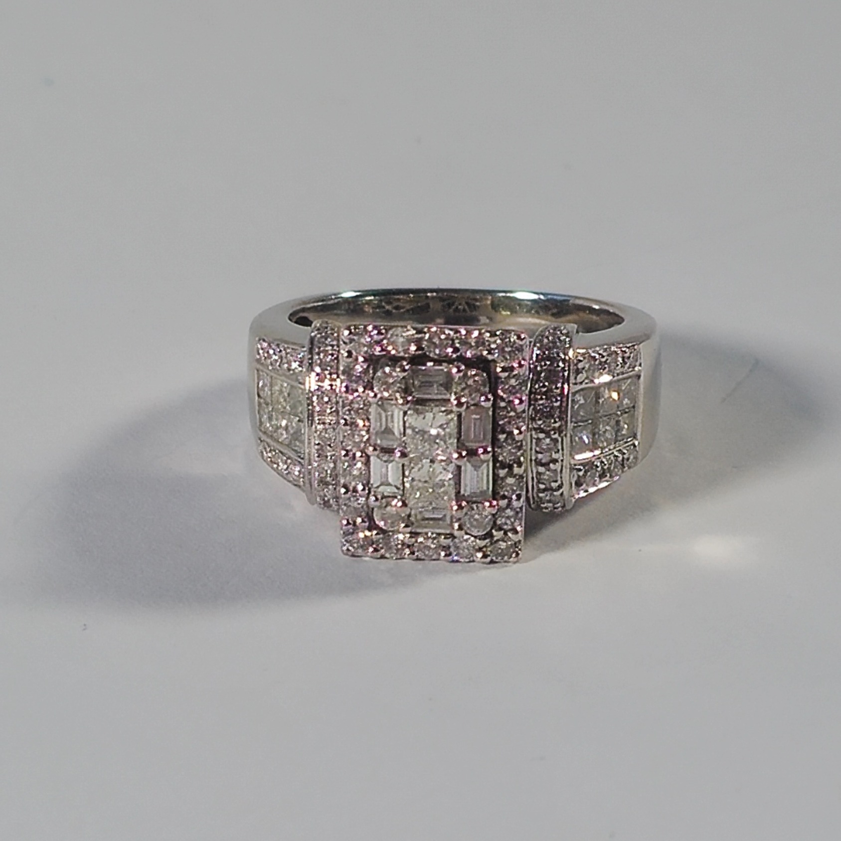 Product photo for 14ct Gold Diamond Halo Cluster Fancy / Statement Engagement Ring Size O1/2