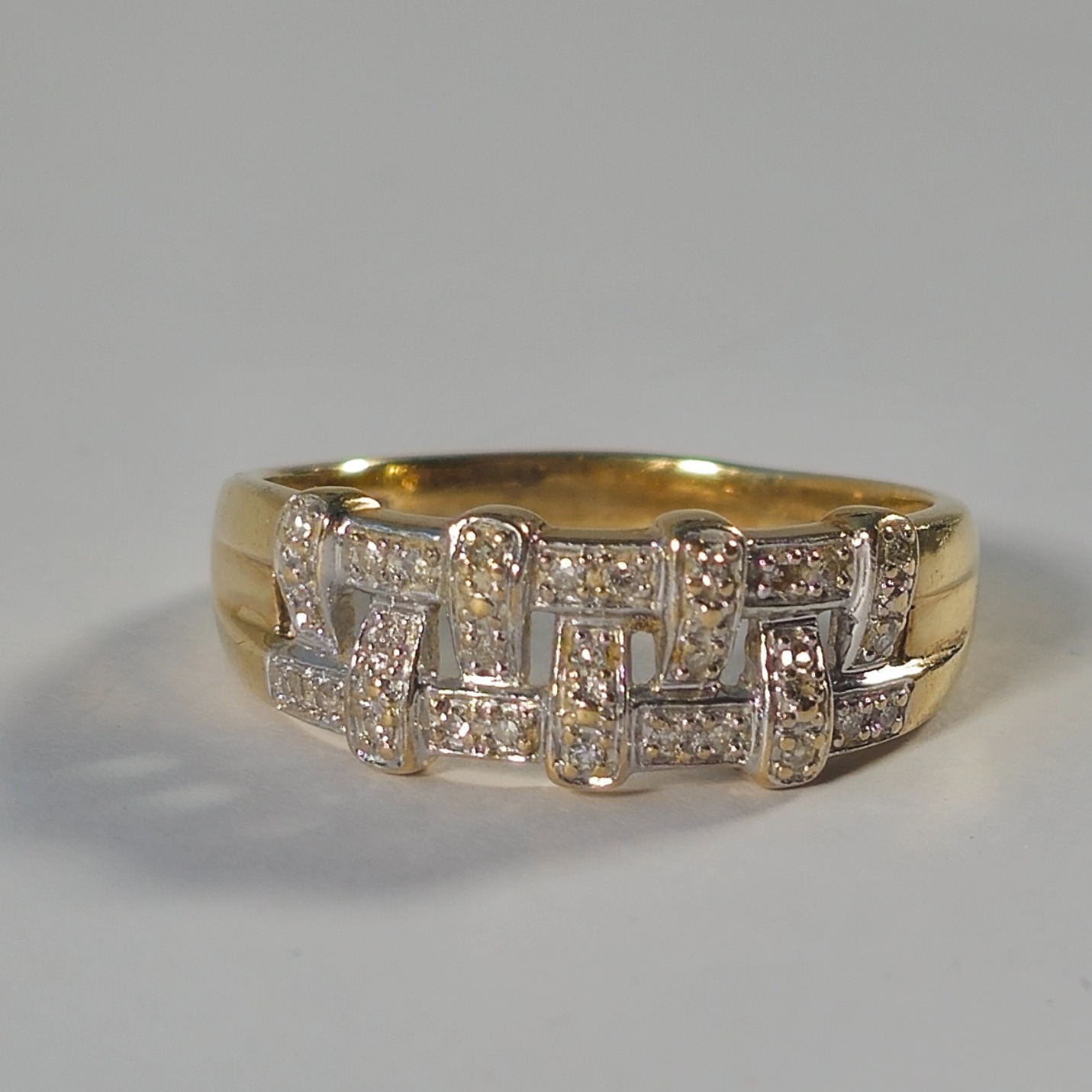 Product photo for 9ct Gold 0.15ct Diamond Weave / Braided Half Band Ring Size W1/2
