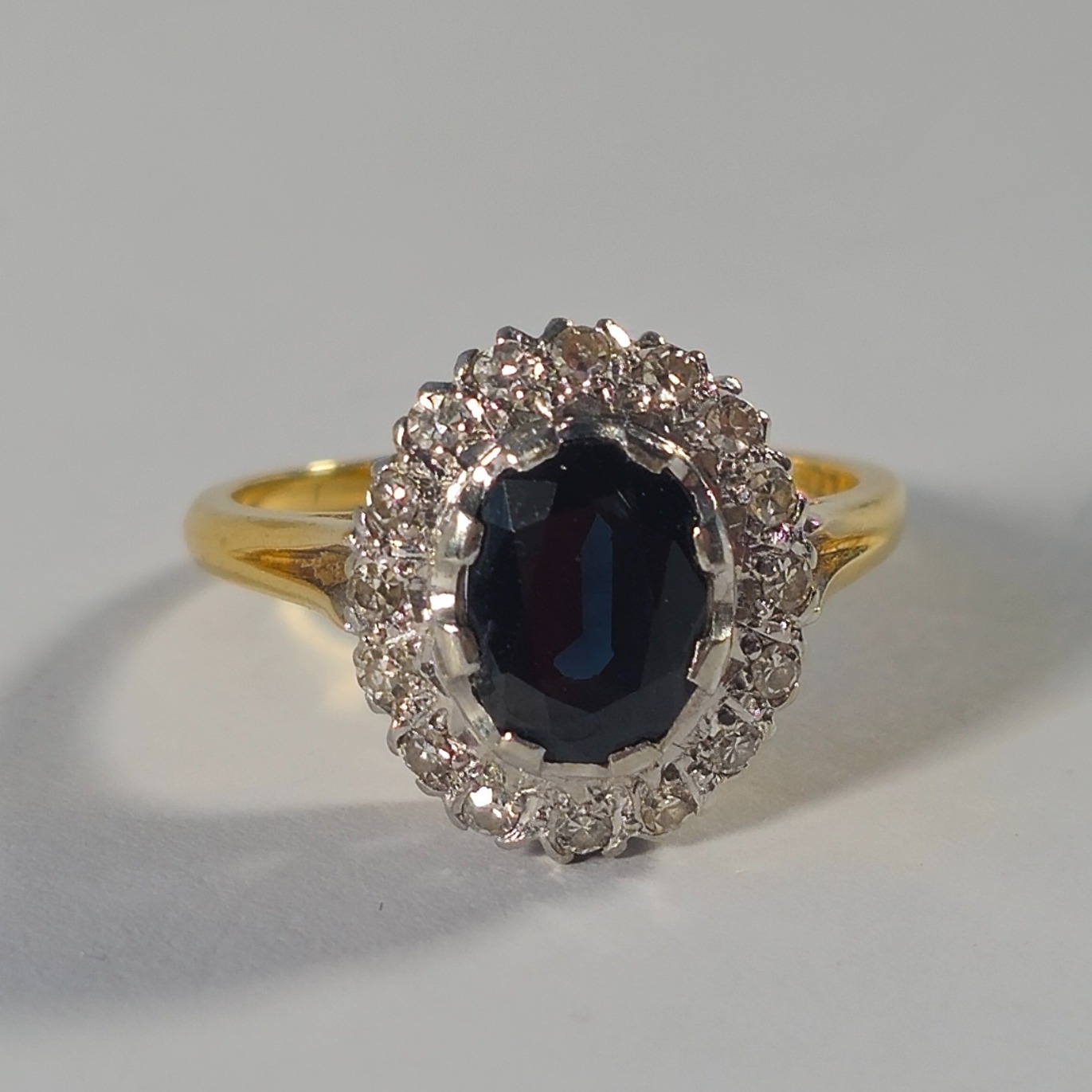 Product photo for 18ct Gold Diamond & Sapphire Flower Style Ring Size M