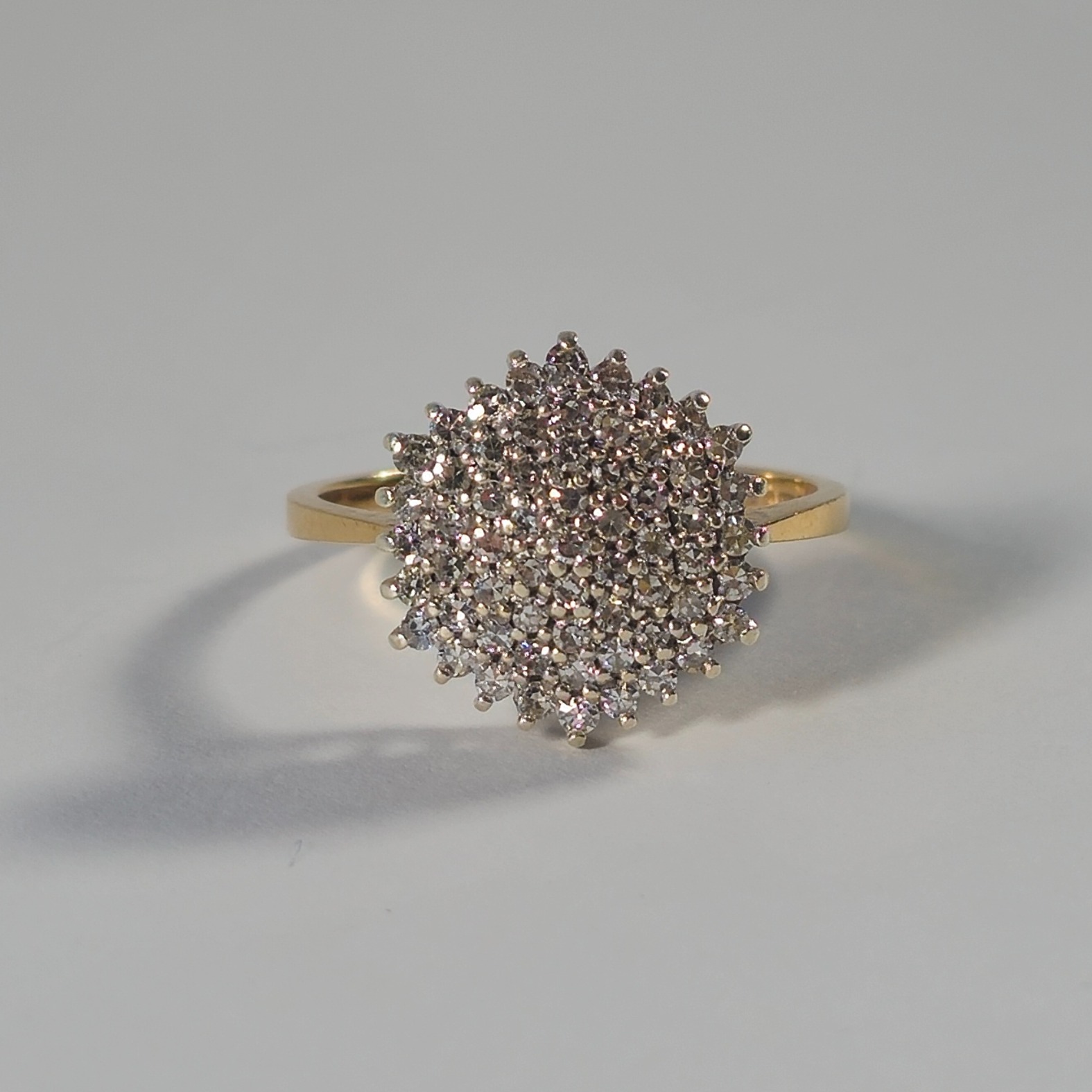 Product photo for 9ct Gold Diamond Hexagon Flower Ring Size P1/2