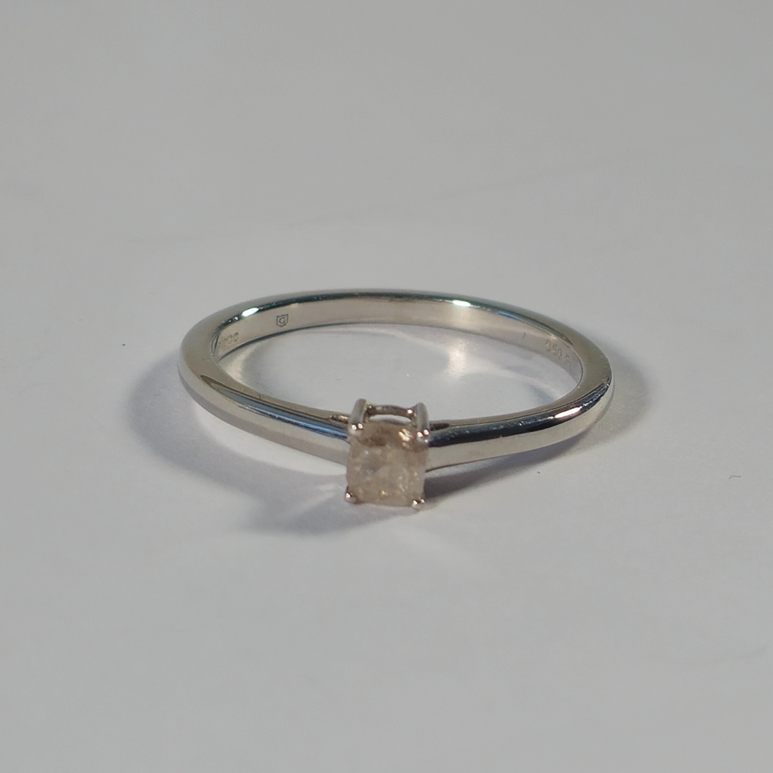 Product photo for 950 Platinum Cushion Cut 0.33ct Salt & Pepper Pink Diamond Engagement Ring M1/2