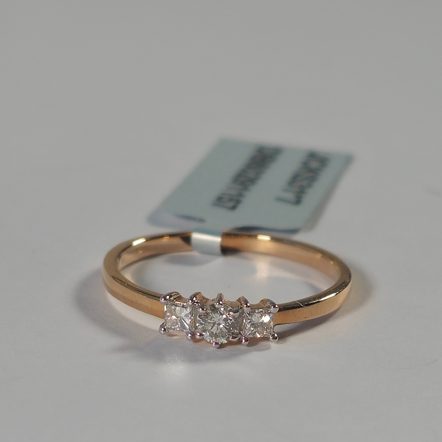 Product photo for 9ct Rose Gold 0.26ct Diamond Trilogy Ring Size M1/2