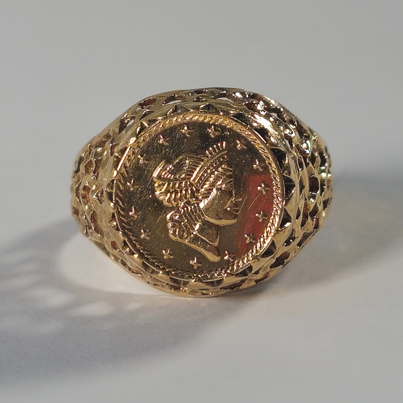 Product photo for 9ct Gold Coin Ring Size P