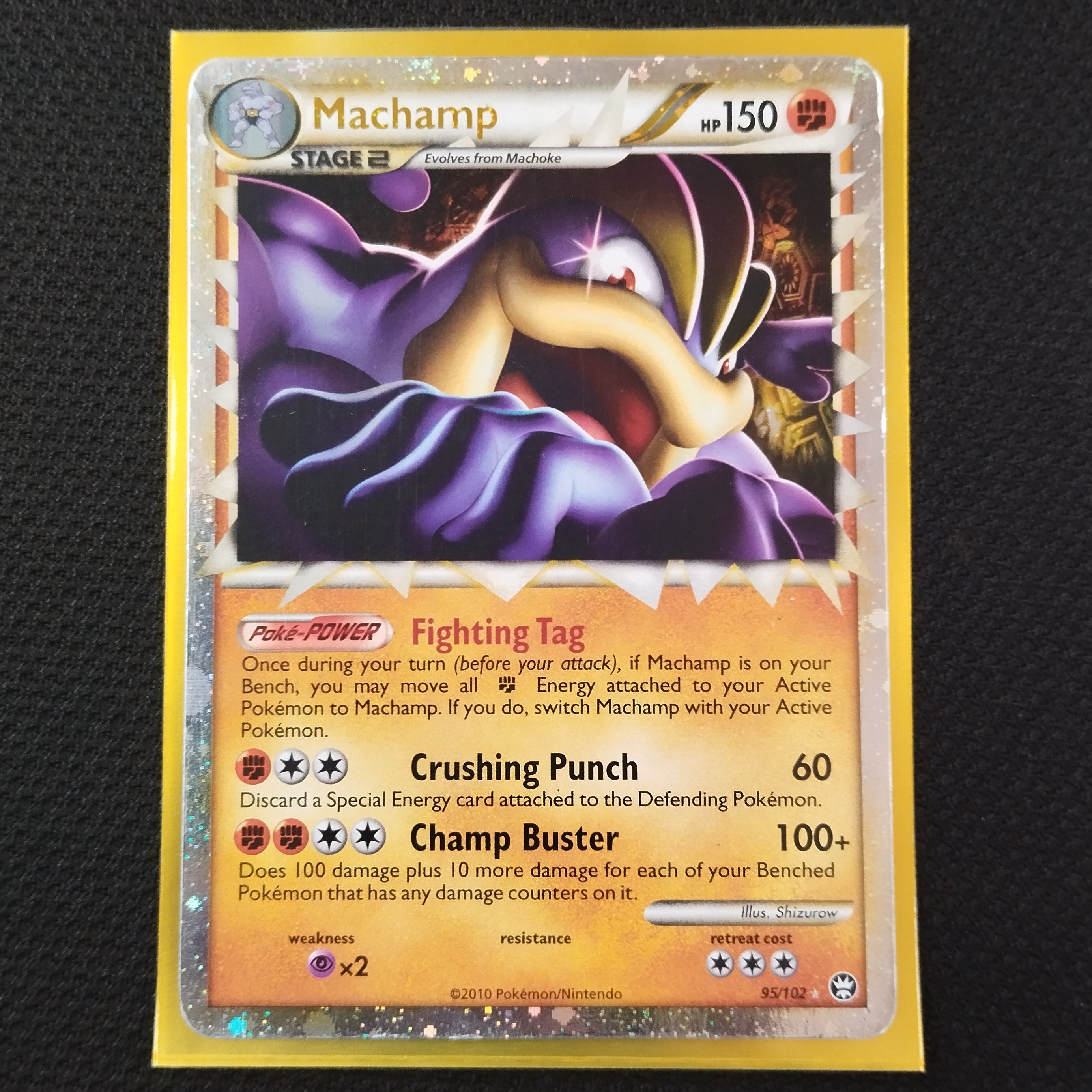 Product photo for Machamp 95/102 Base Set Reprint – Holo Rare Pokémon Card