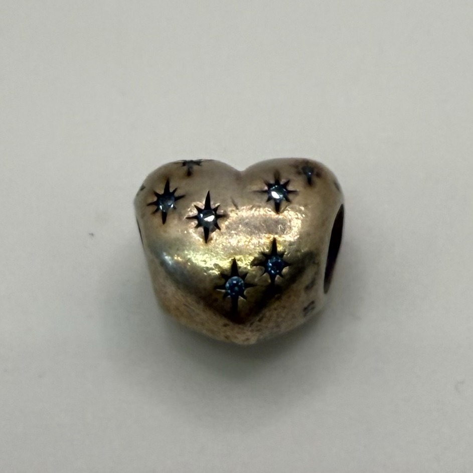 Product photo for Blue Stone Heart Pandora Charm