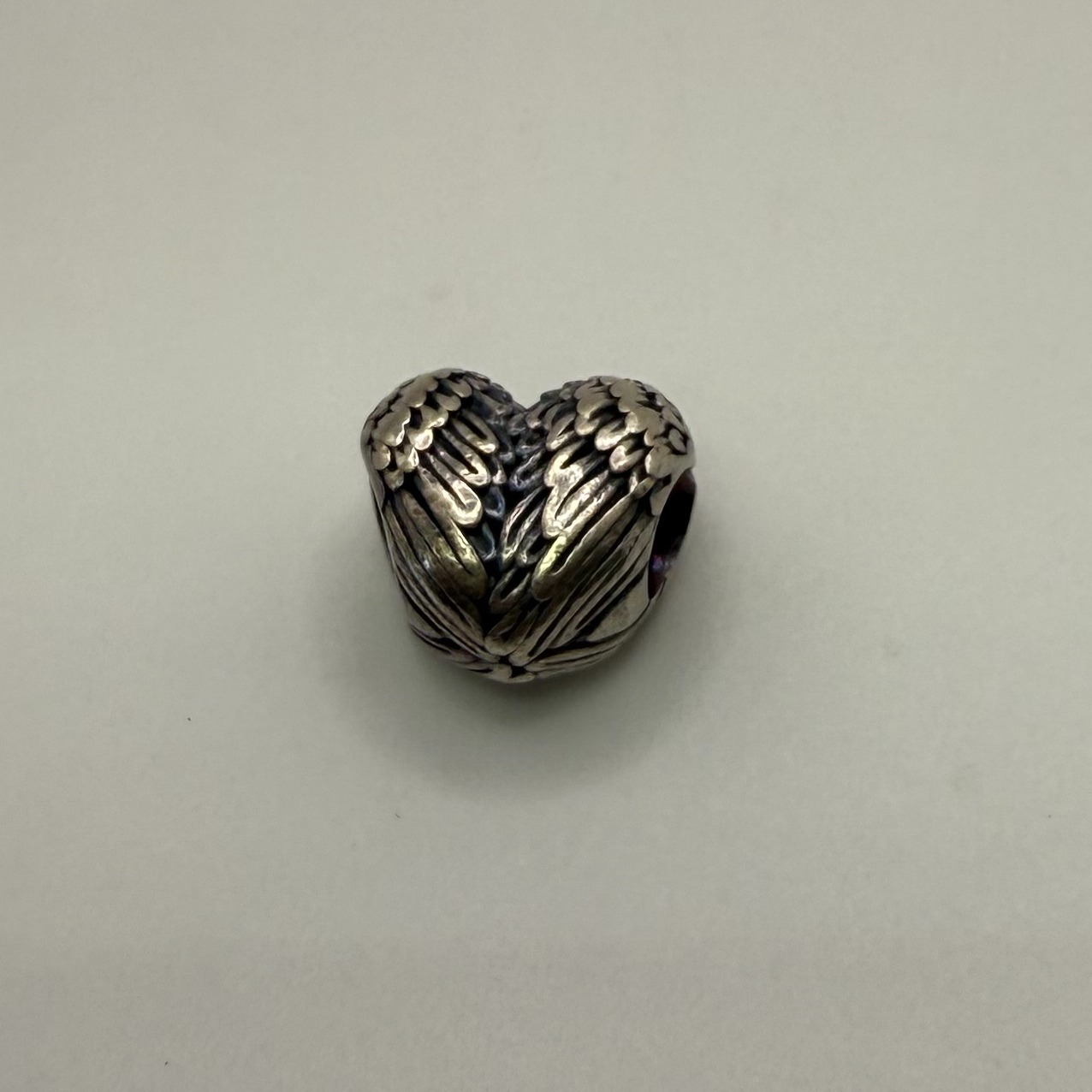 Product photo for Feather Heart Pandora Charm