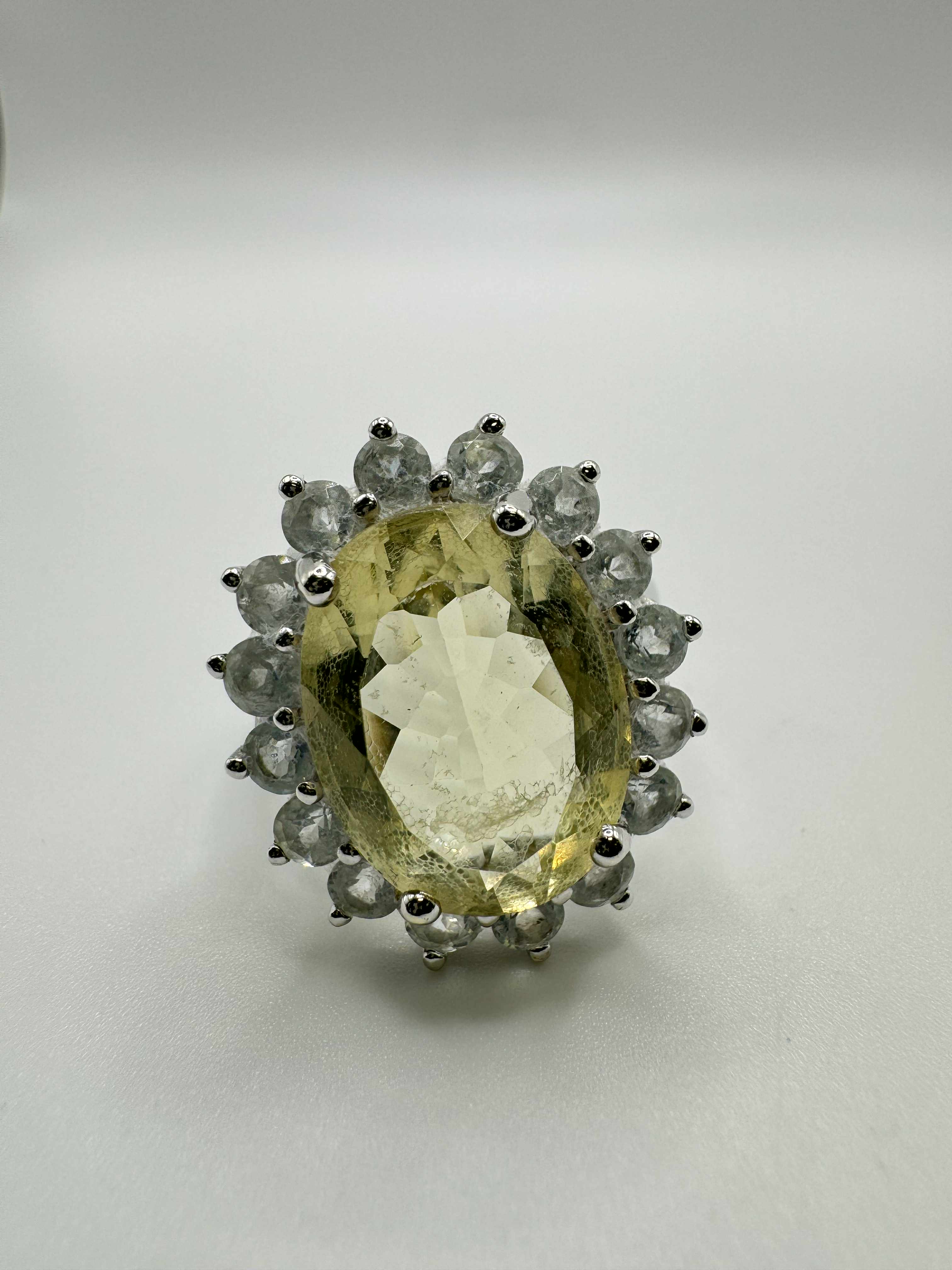 Product photo for 9ct White Gold Large Quartz & CZ Ring