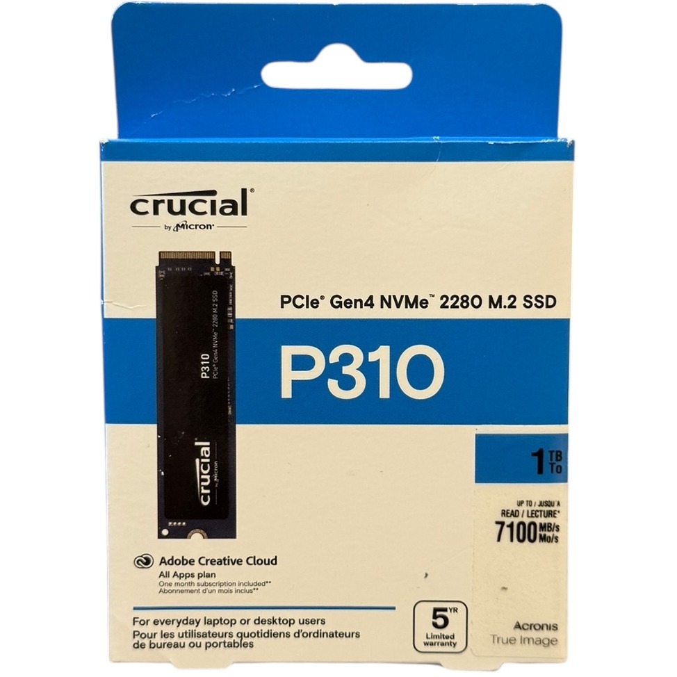 Product photo for Boxed: Crucial P310 PCIe Gen 4 NVMe M.2 SSD (1TB)