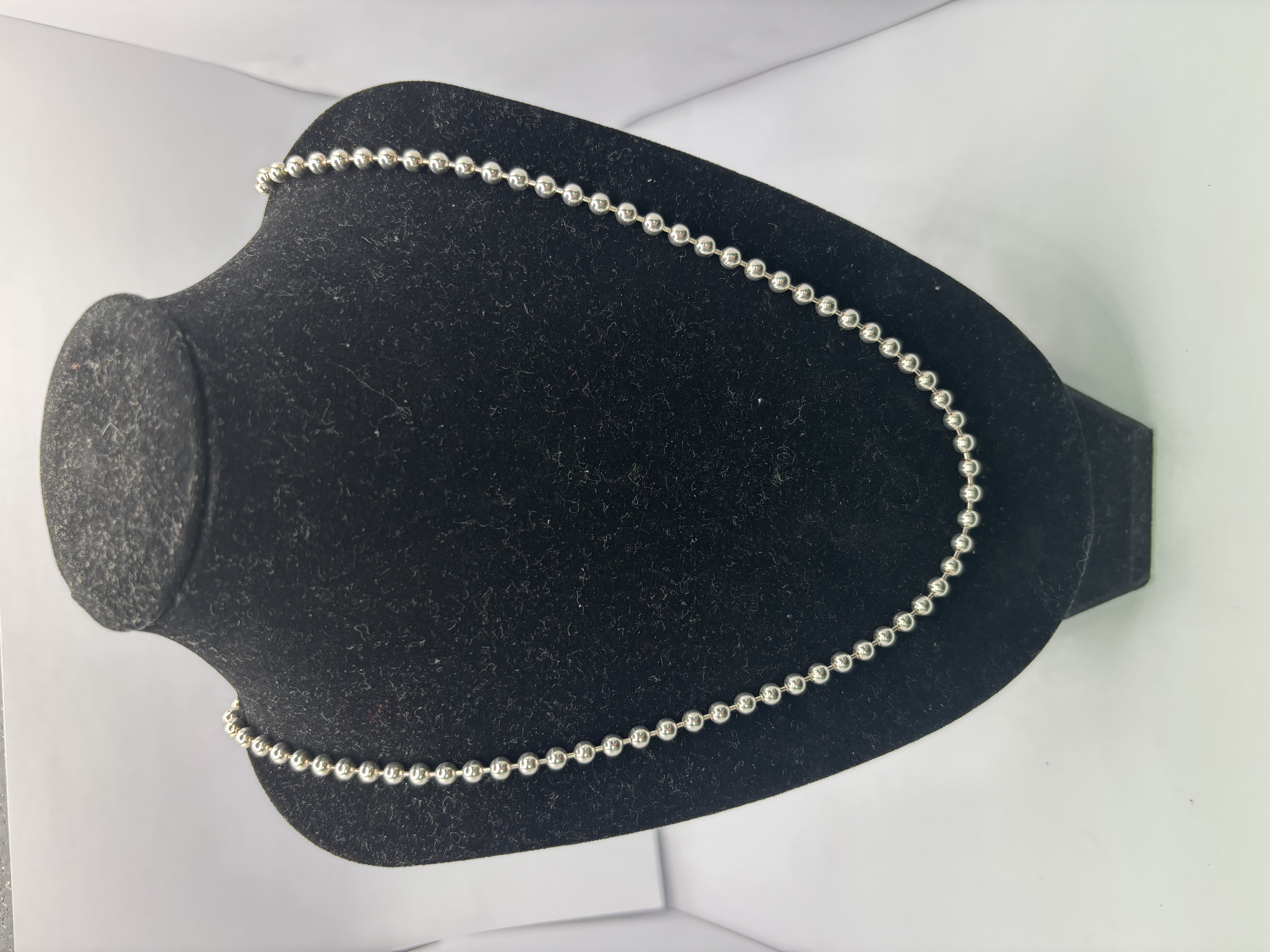 Product photo for Brand New 22.87g 925 Silver Beaded Necklace 22