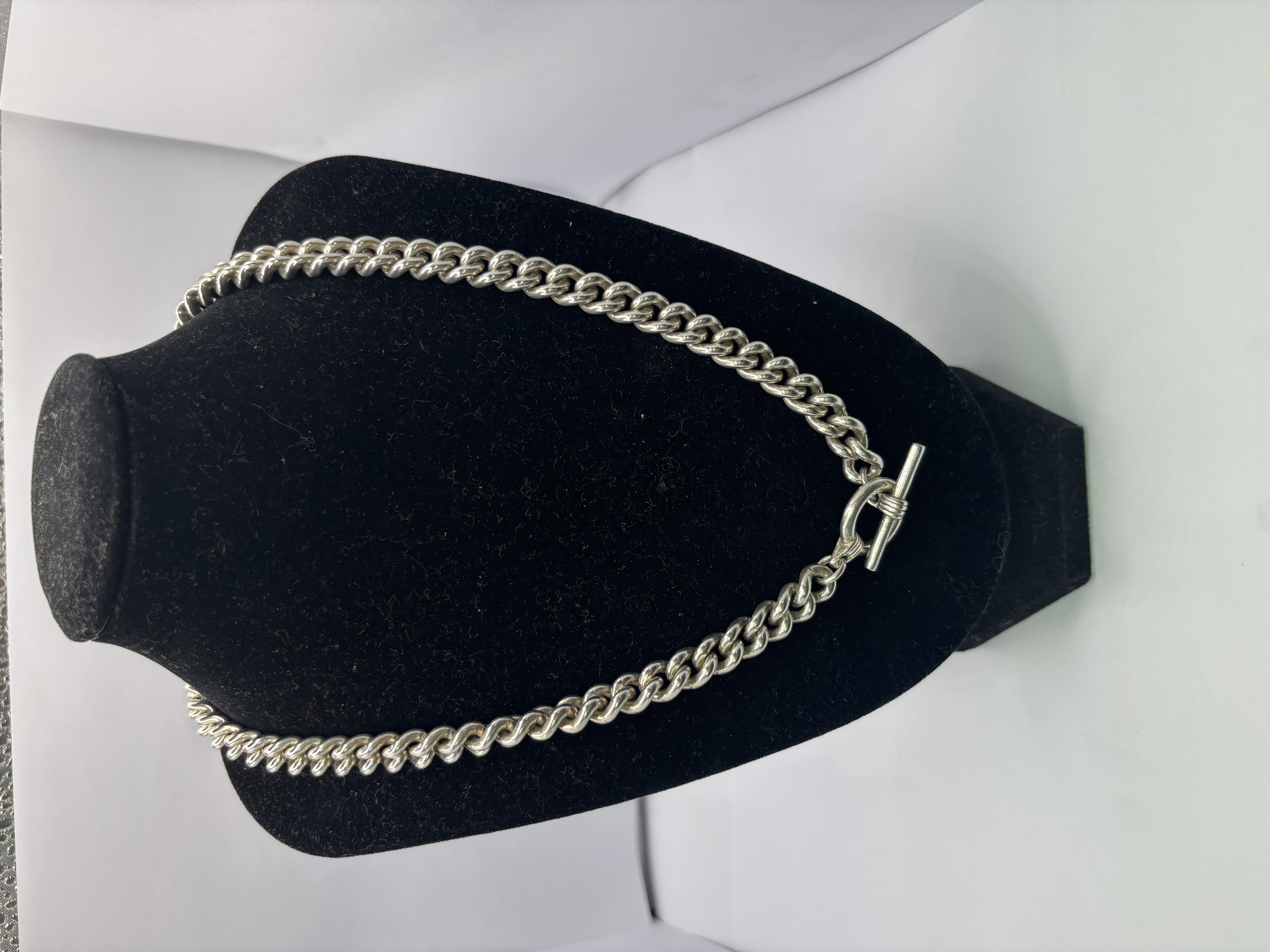 Product photo for 98.94g 925 Silver Twisted Curb T Bar Necklace