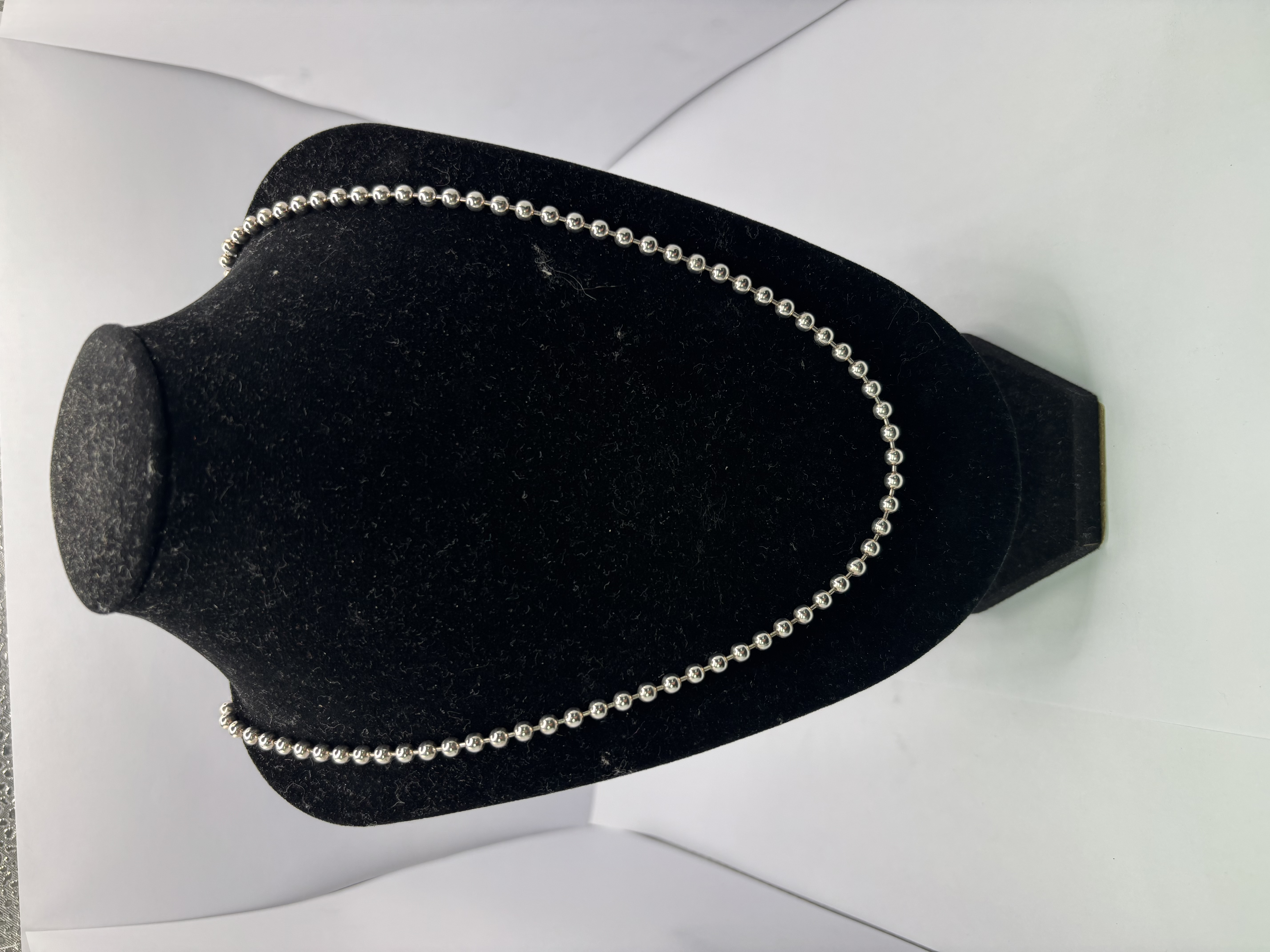 Product photo for Brand New 20.67g 925 Silver Beaded Necklace 20