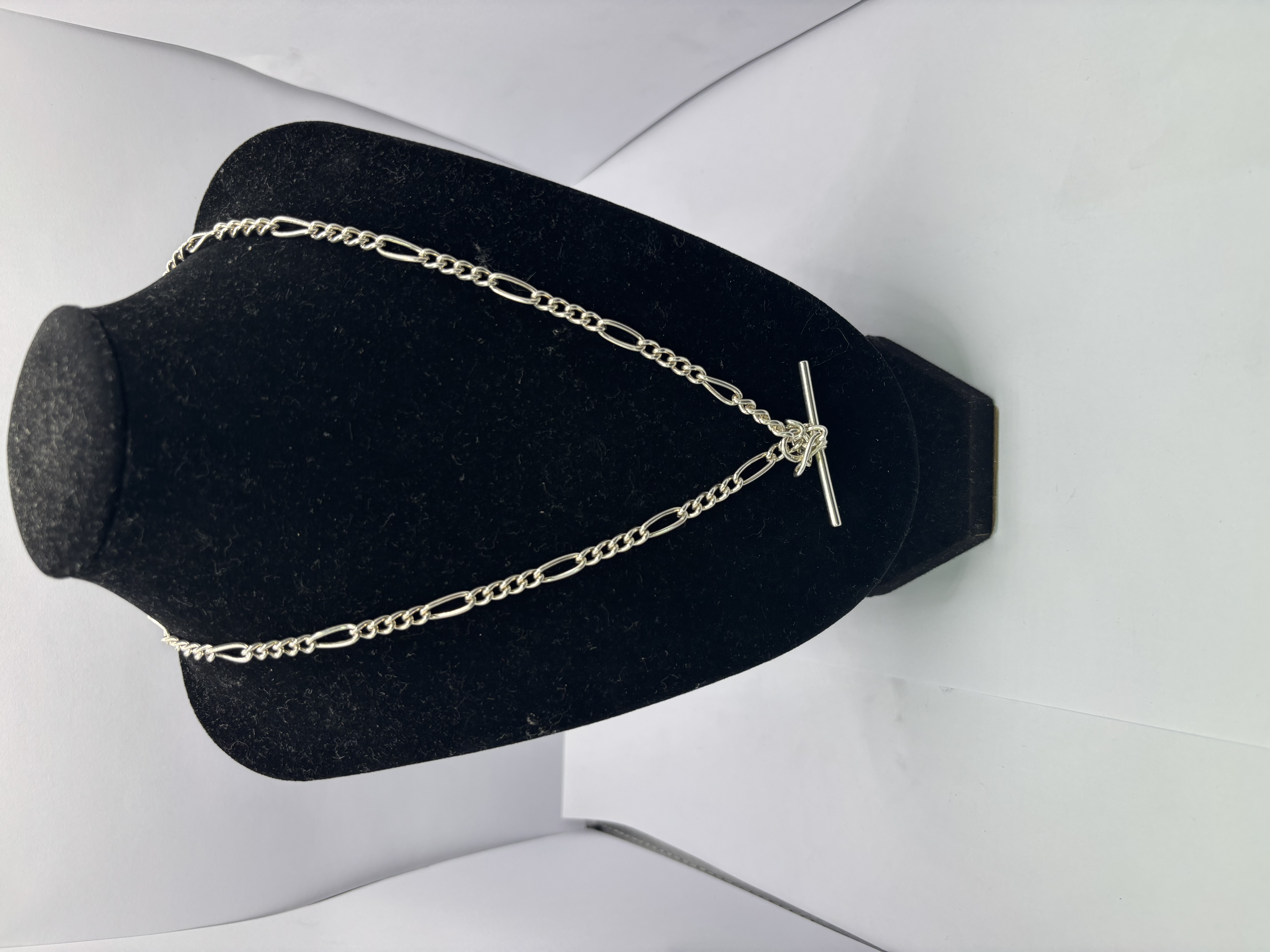 Product photo for Twisted Figaro Style T Bar Pendant Necklace, 20.45g 925 Silver