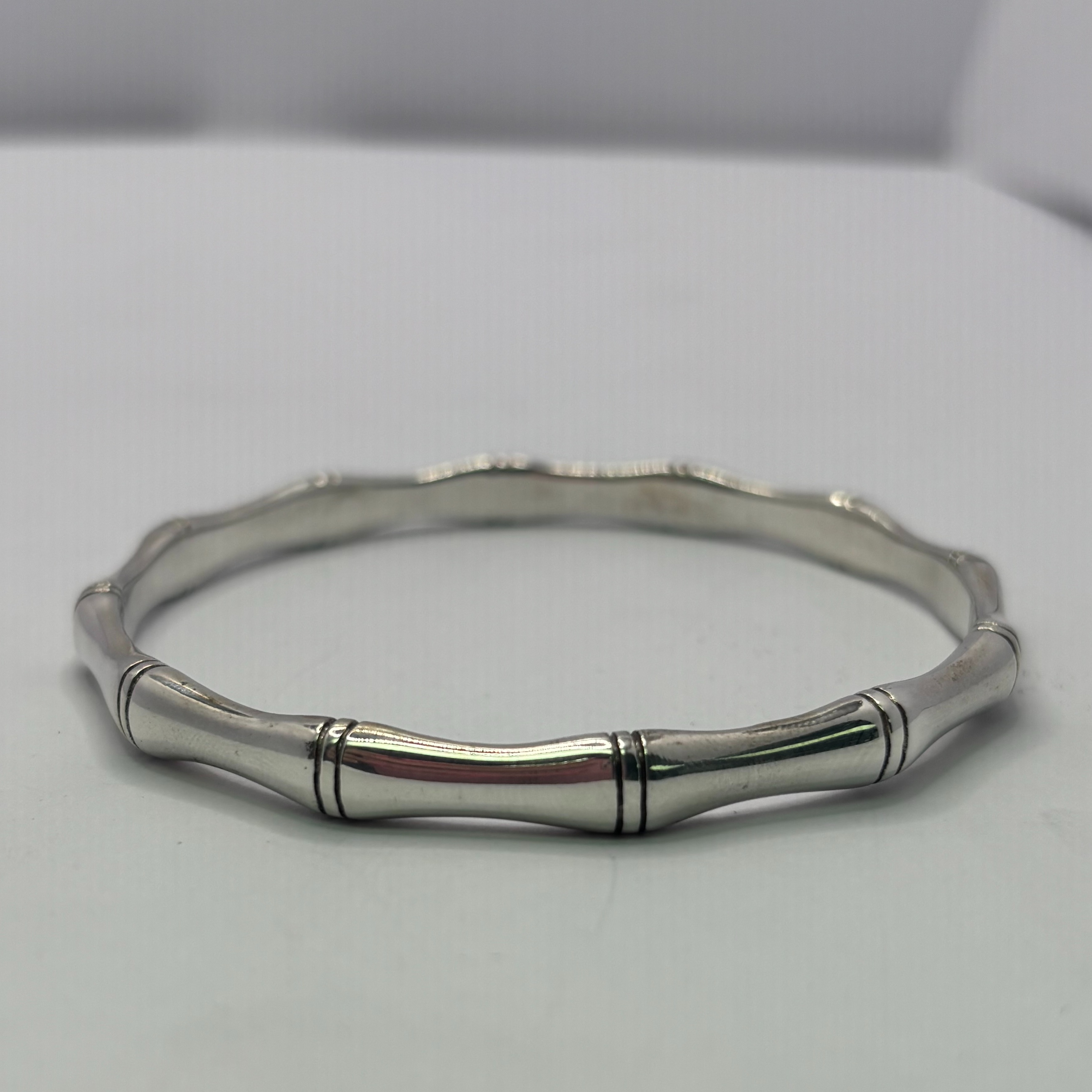 Product photo for Brand New 32.00g 925 Silver slip On Bamboo Bangle
