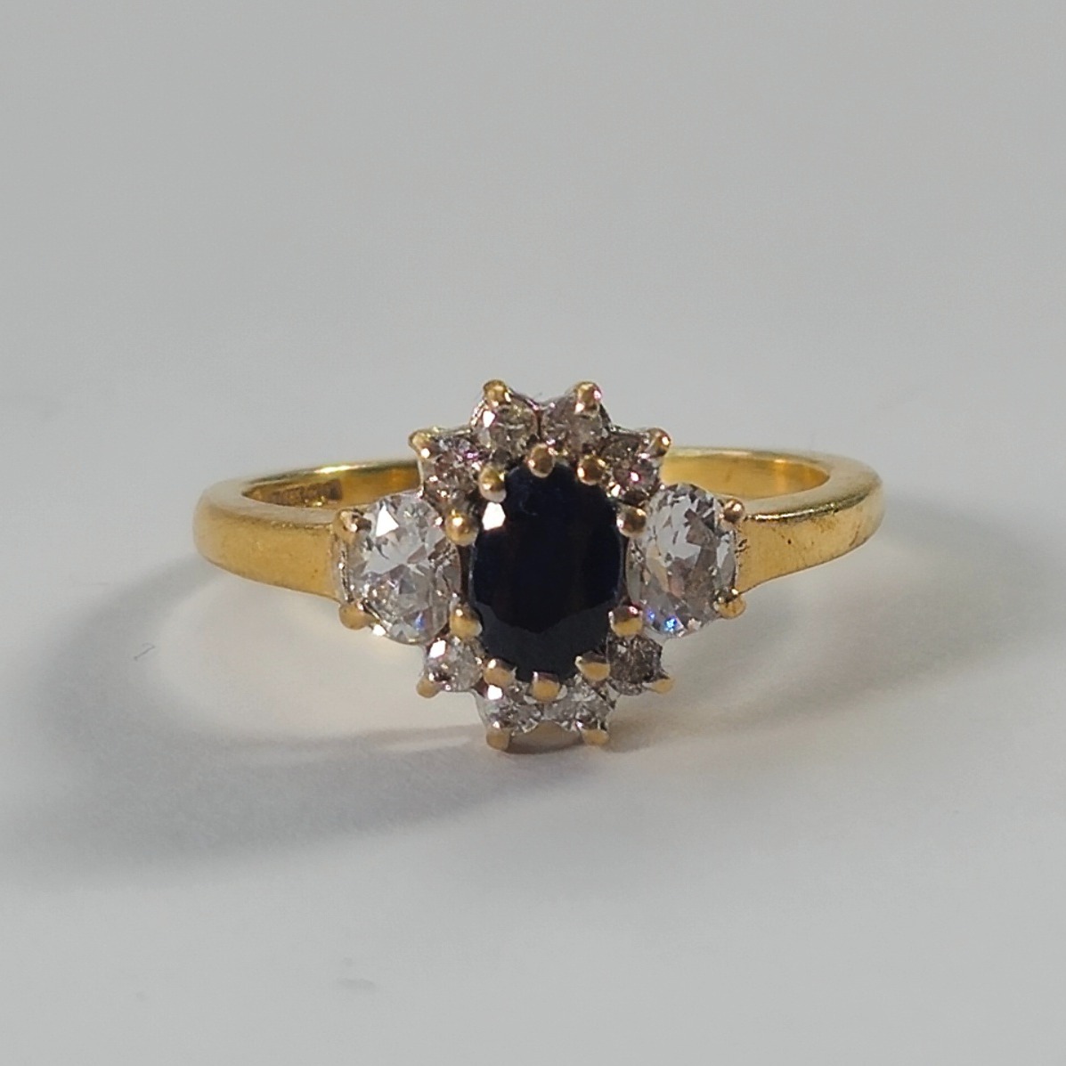 Product photo for 14ct Gold Sapphire & *CZ* Flower Ring Size K1/2