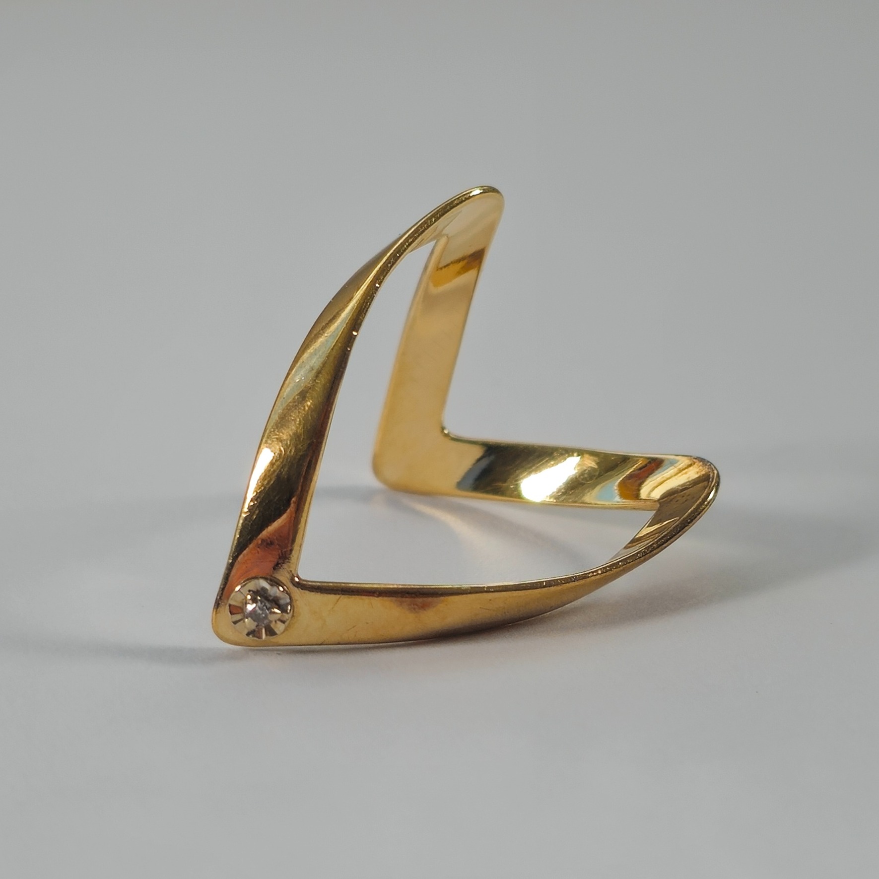 Product photo for 9ct Gold Diamond Crown Wishbone Ring Size M1/2