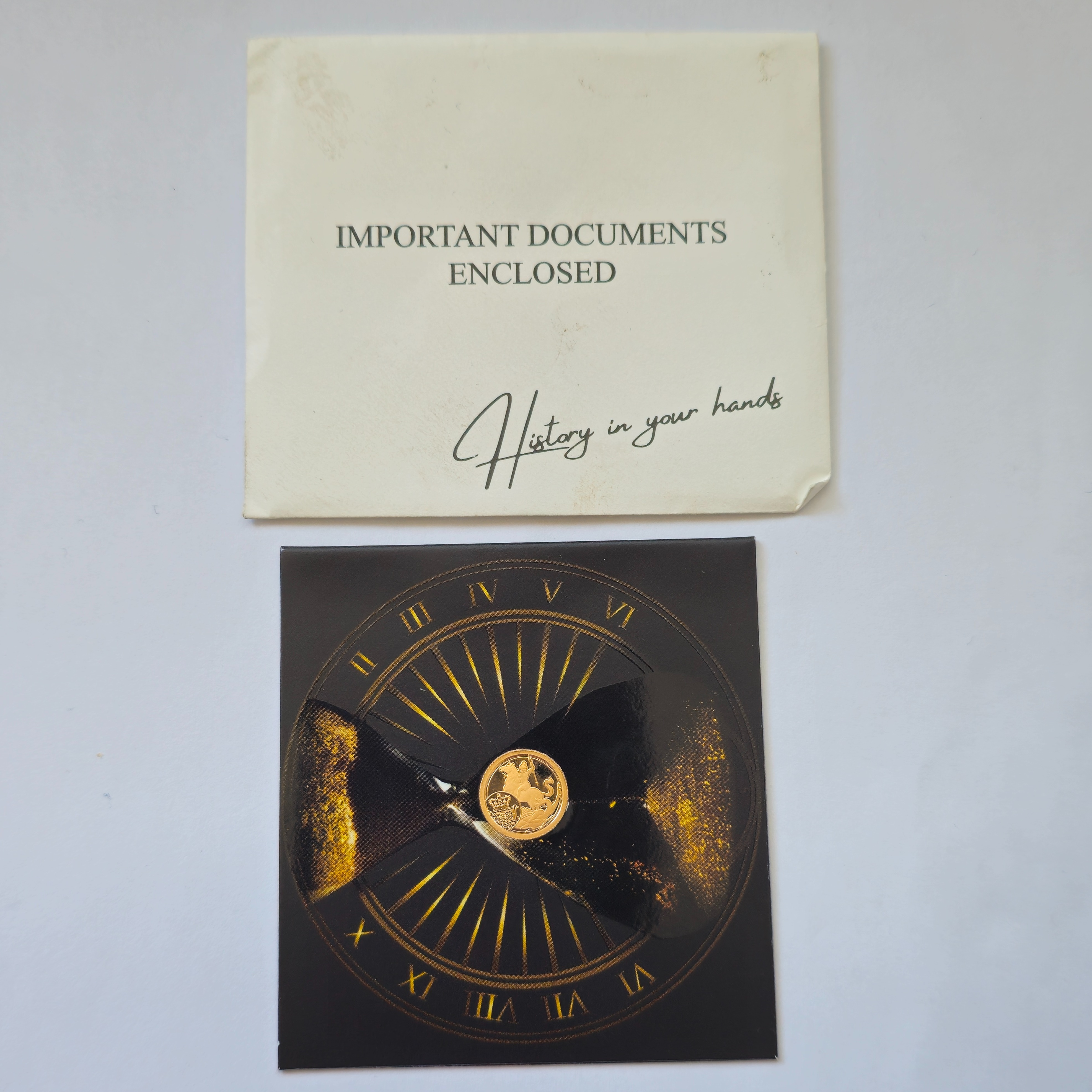 Product photo for 22ct Gold 1/8 Charles III and George the Dragon Sovereign