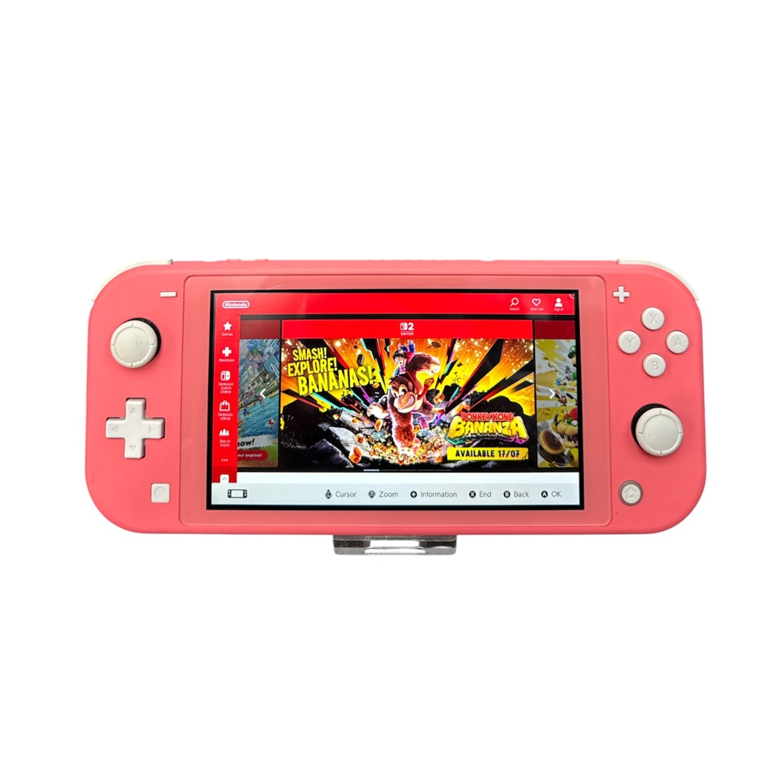 Product photo for Nintendo Switch Lite Console, 32GB Coral Pink, Unboxed