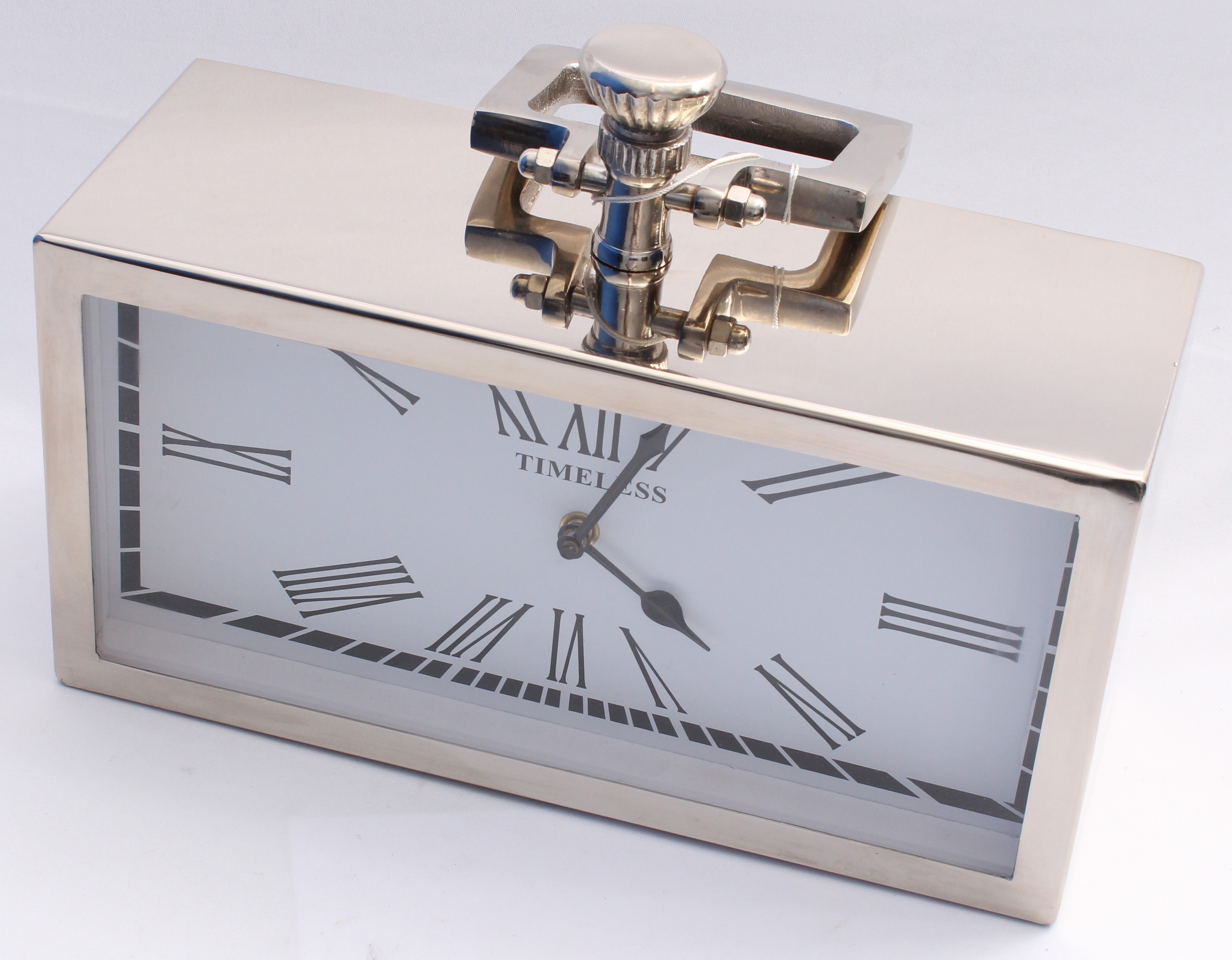Product photo for Hill Silver Nickle Finish Pocket Watch Mantle Clock (U)