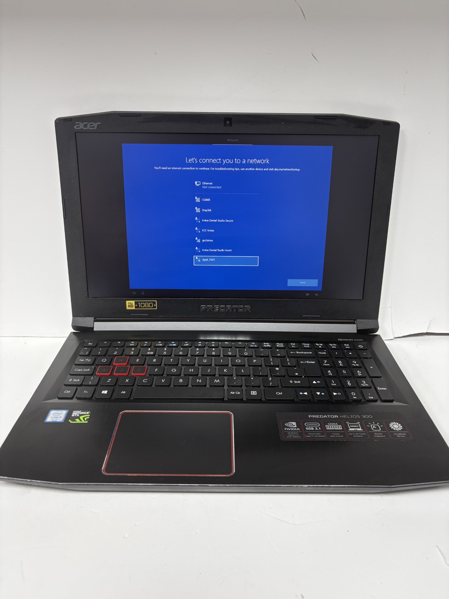 Product photo for acer predator helios 300 8gb ram 128gb ssd 1tb internal storage intel core i5 @2.50ghz windows 10 unboxed