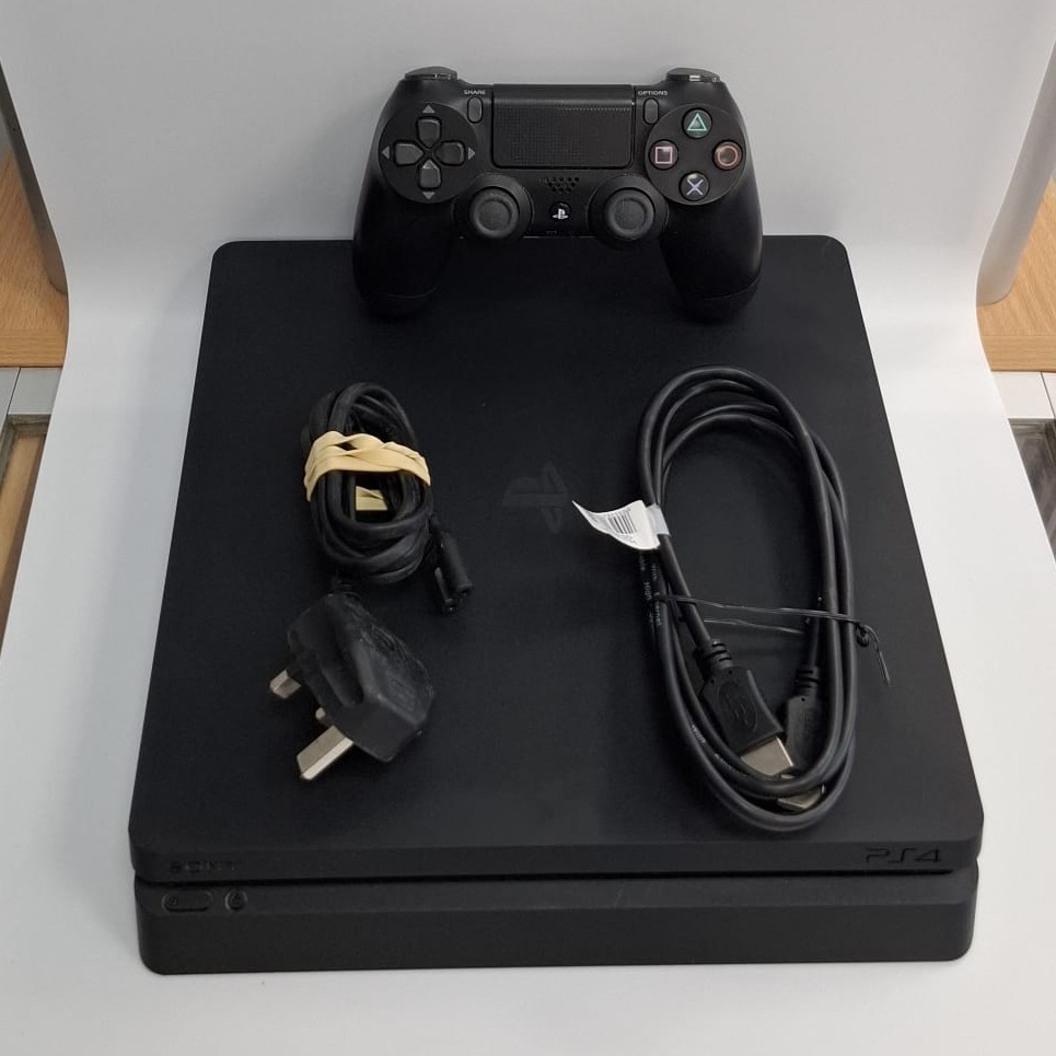 Product photo for Sony PlayStation 4 SLIM - 500GB / 1 Controller + Leads