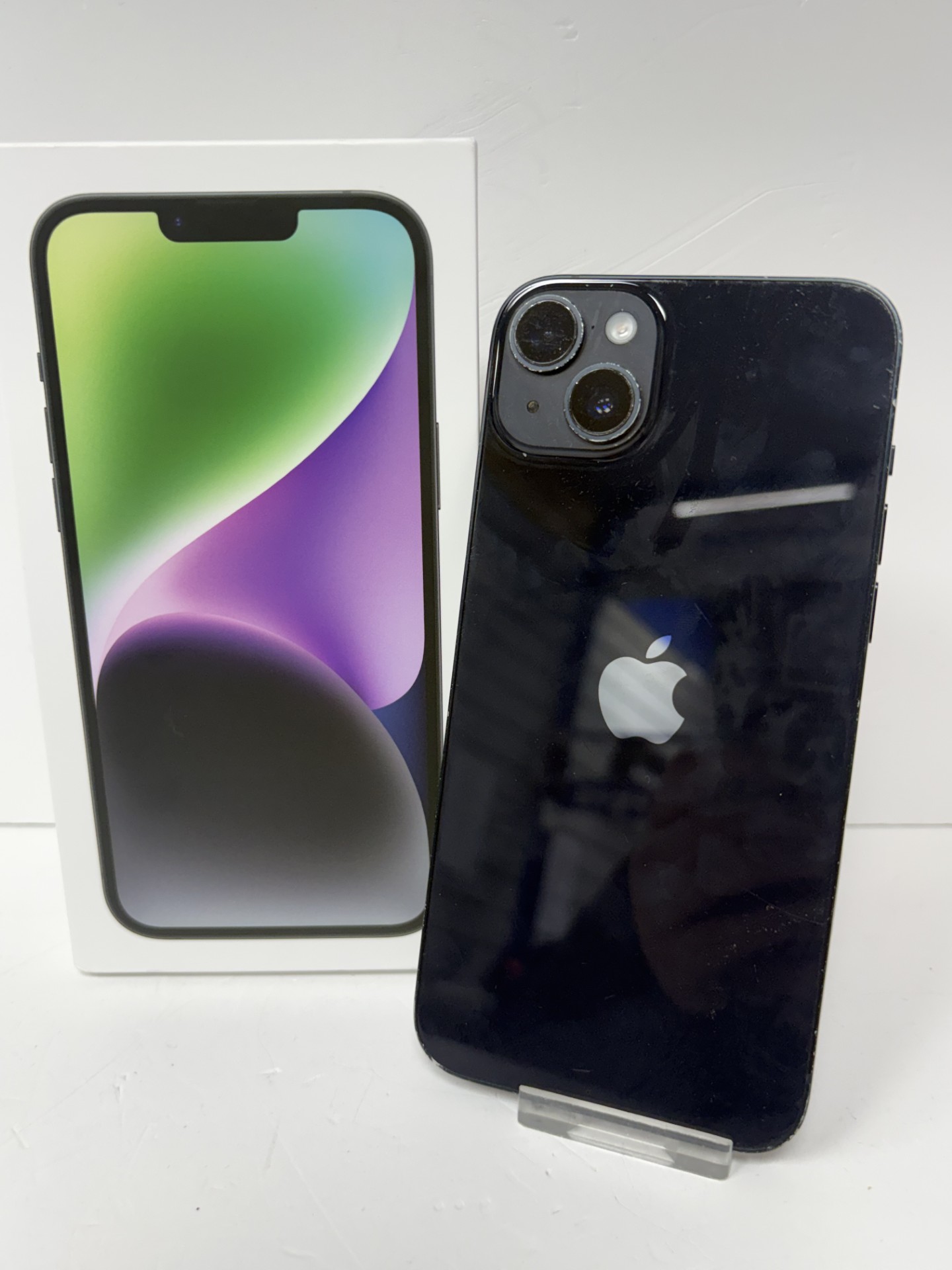 Product photo for apple iphone 14 plus 128gb 86% bh midnight unlocked boxed