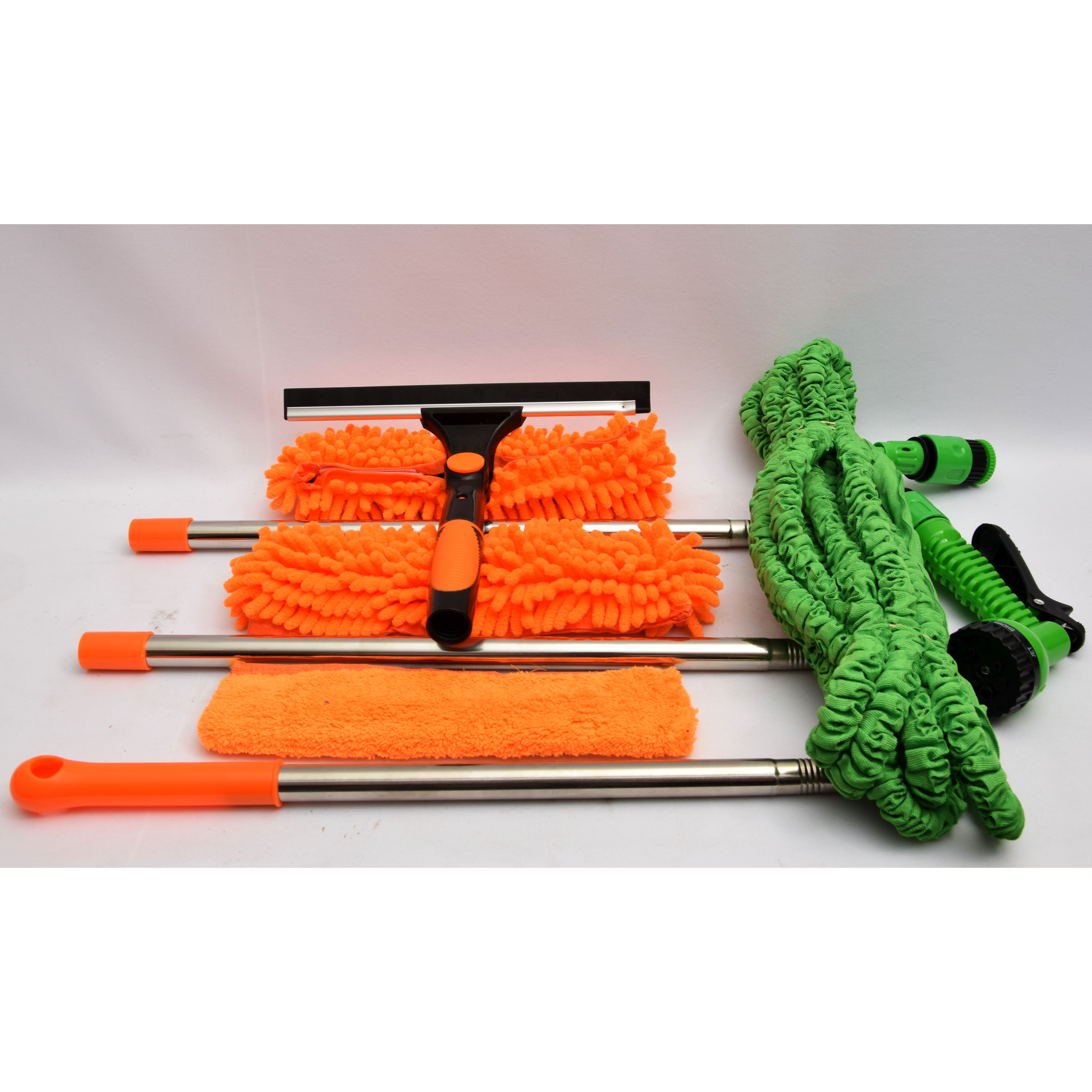 Product photo for Unbranded 4.5m Long Handle Window Squeegee Cleaning Kit & 30m Extendible Hosepipe (NR)